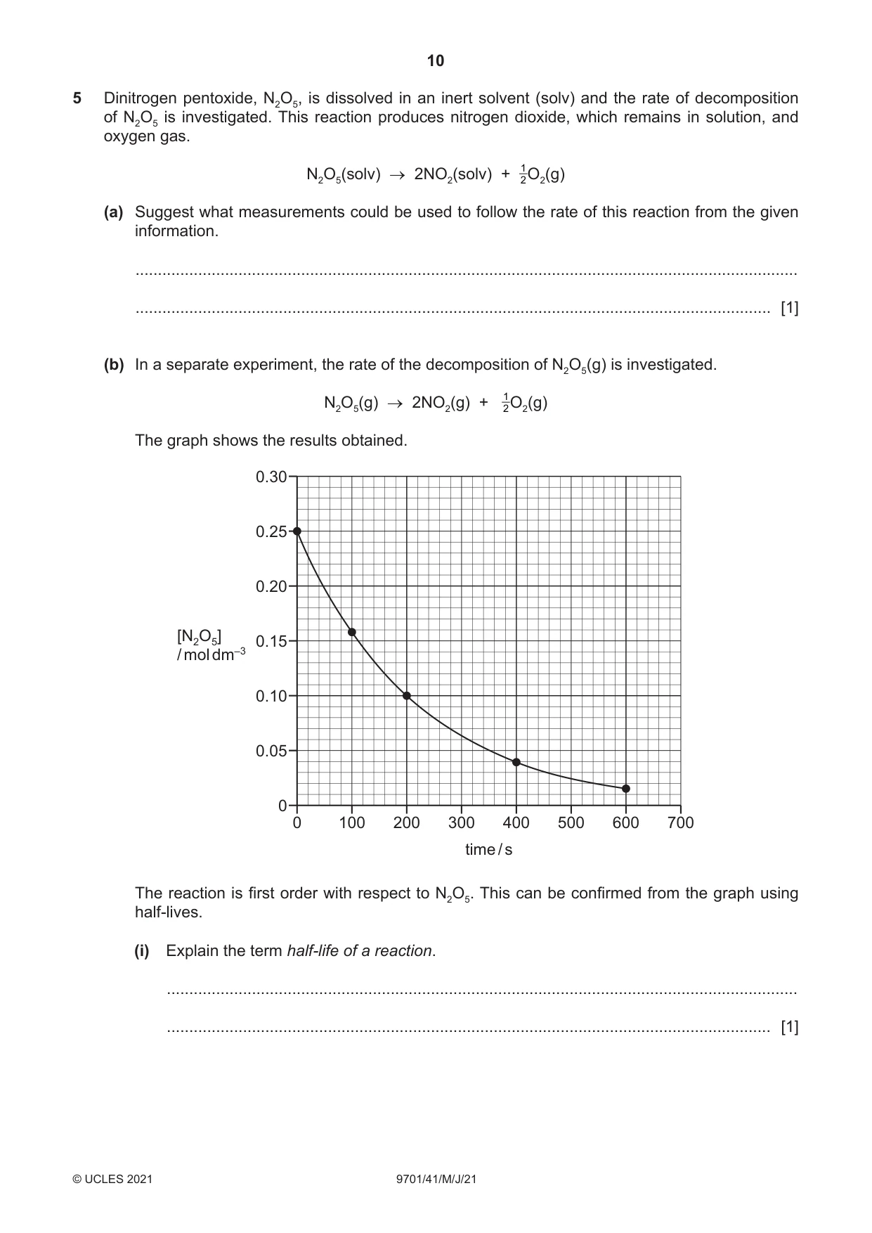 Cambridge A Level Chemistry 9701 2021 May/June Paper 4 · Variant 1 question paper, page 10 of 24