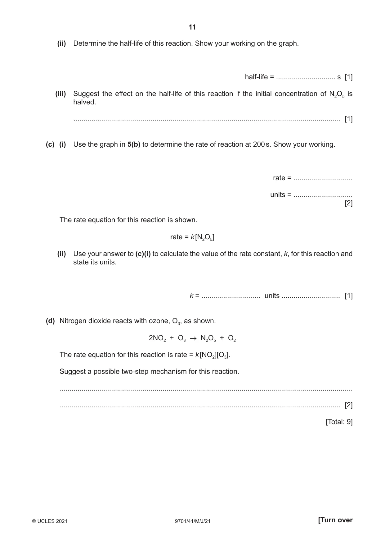 Cambridge A Level Chemistry 9701 2021 May/June Paper 4 · Variant 1 question paper, page 11 of 24
