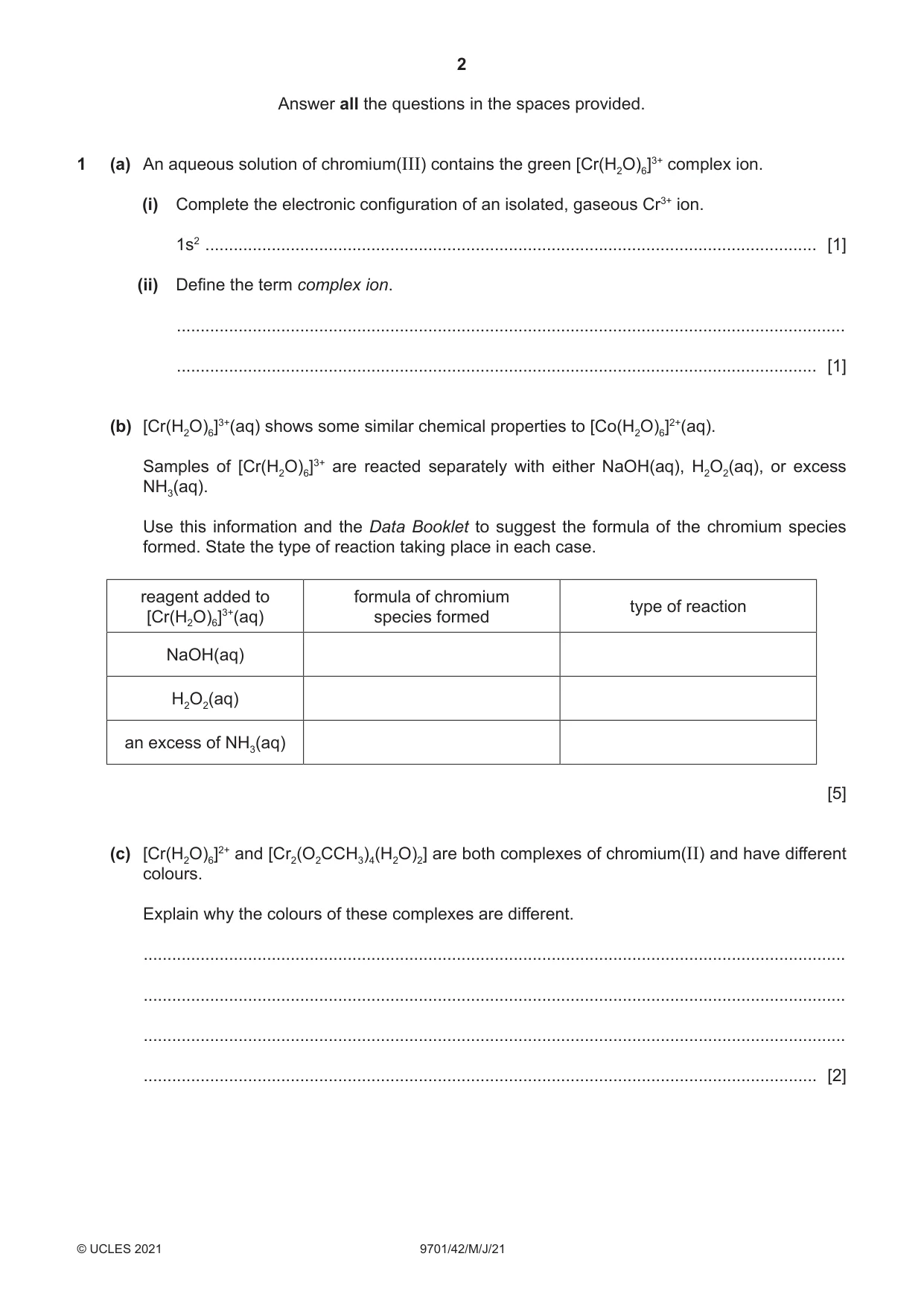 Cambridge A Level Chemistry 9701 2021 May/June Paper 4 · Variant 2 question paper, page 2 of 24