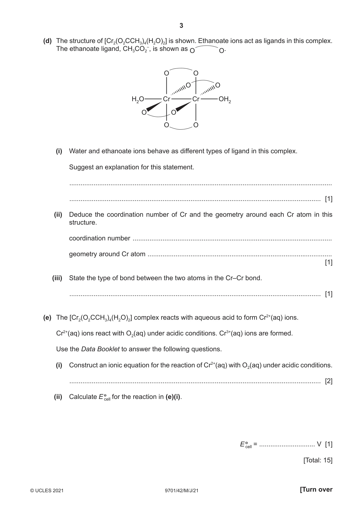 Cambridge A Level Chemistry 9701 2021 May/June Paper 4 · Variant 2 question paper, page 3 of 24