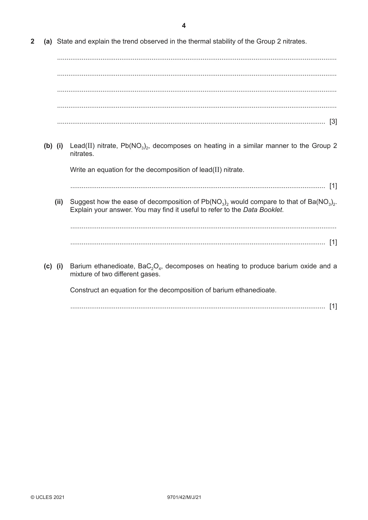 Cambridge A Level Chemistry 9701 2021 May/June Paper 4 · Variant 2 question paper, page 4 of 24