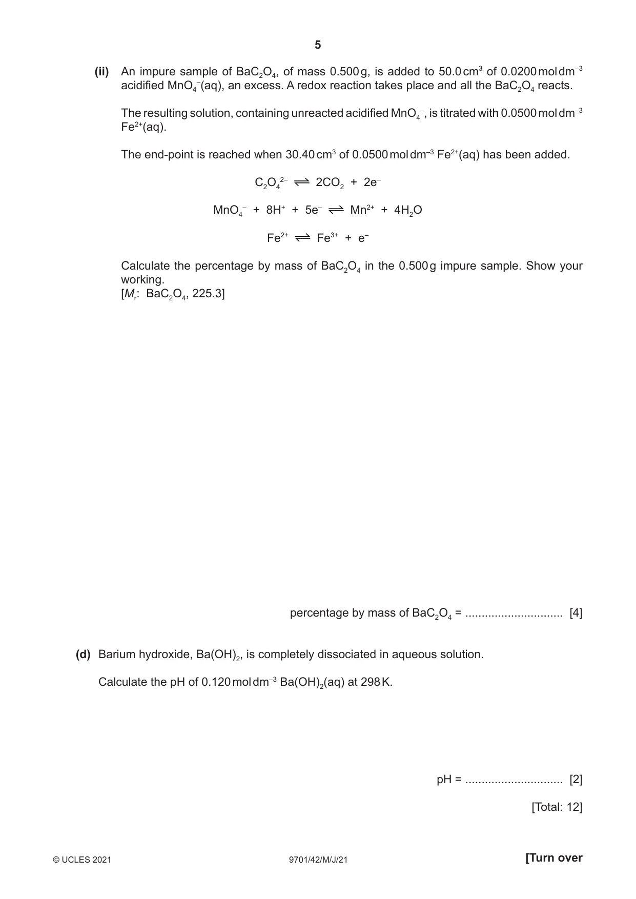 Cambridge A Level Chemistry 9701 2021 May/June Paper 4 · Variant 2 question paper, page 5 of 24