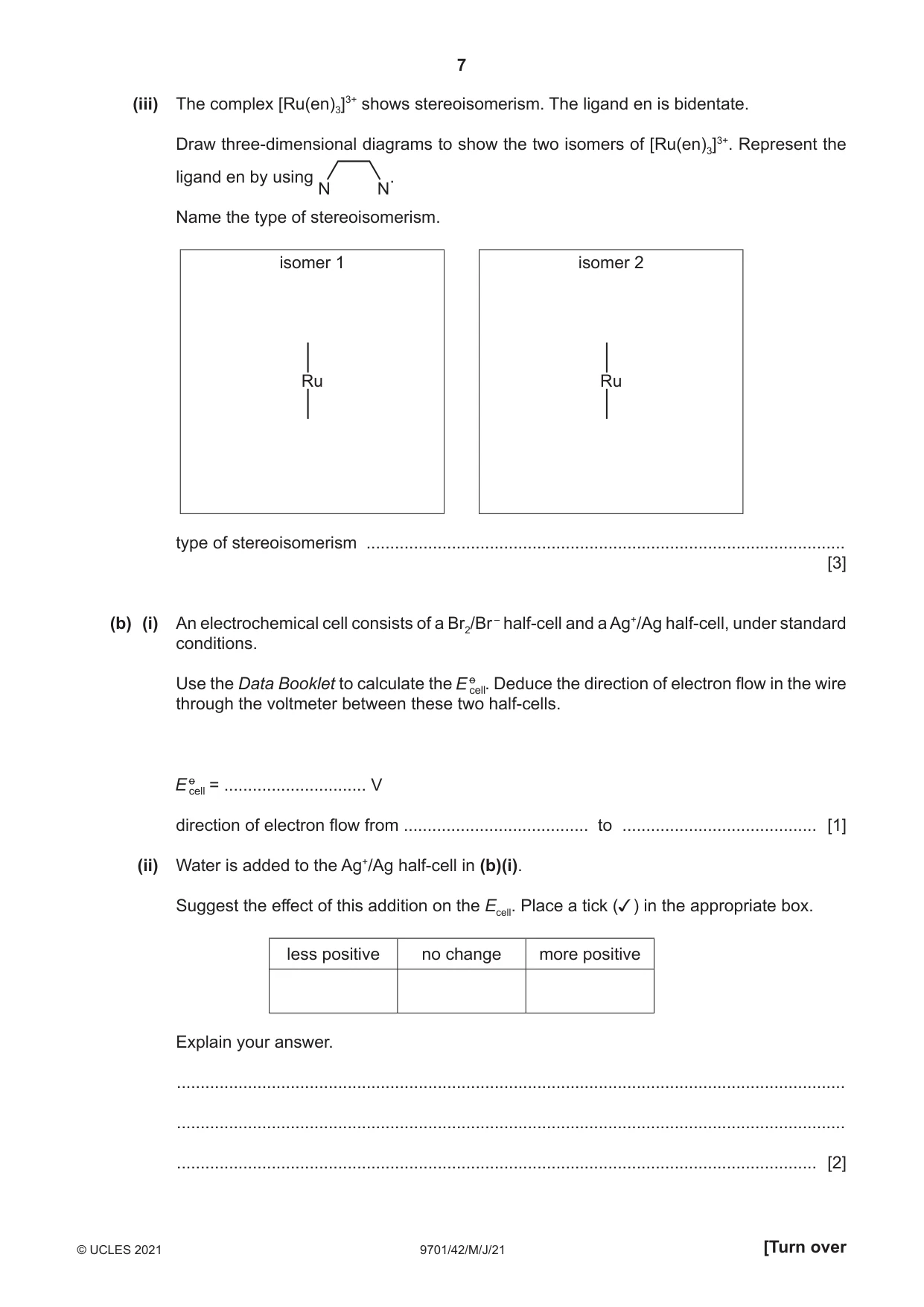 Cambridge A Level Chemistry 9701 2021 May/June Paper 4 · Variant 2 question paper, page 7 of 24