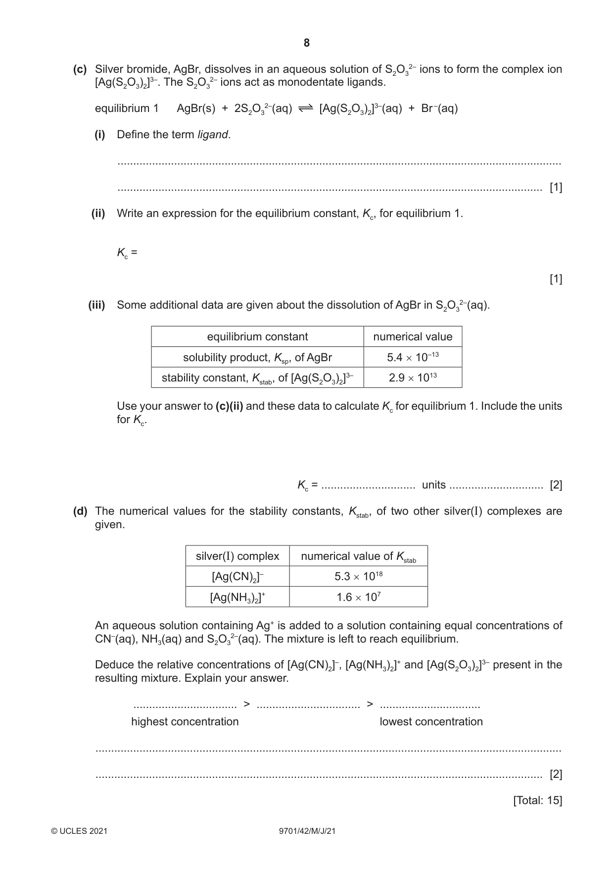 Cambridge A Level Chemistry 9701 2021 May/June Paper 4 · Variant 2 question paper, page 8 of 24
