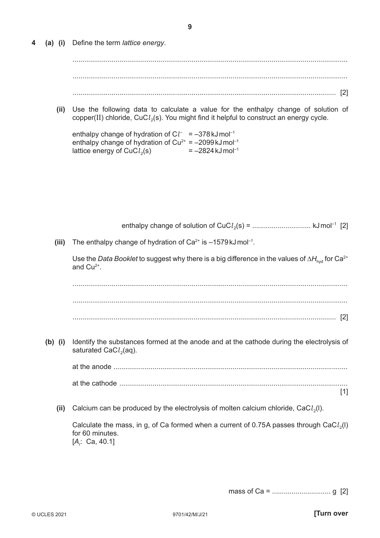 Cambridge A Level Chemistry 9701 2021 May/June Paper 4 · Variant 2 question paper, page 9 of 24