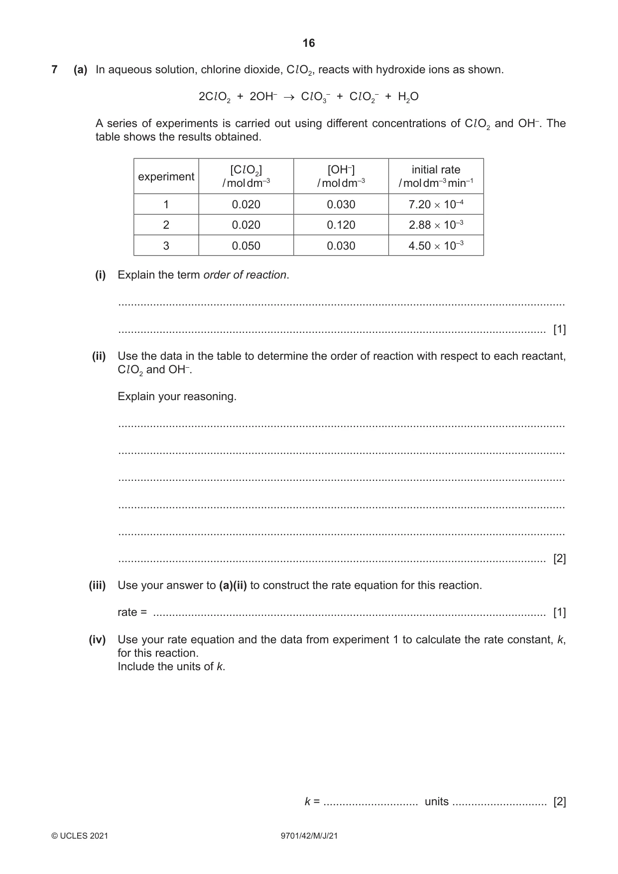 Cambridge A Level Chemistry 9701 2021 May/June Paper 4 · Variant 2 question paper, page 16 of 24