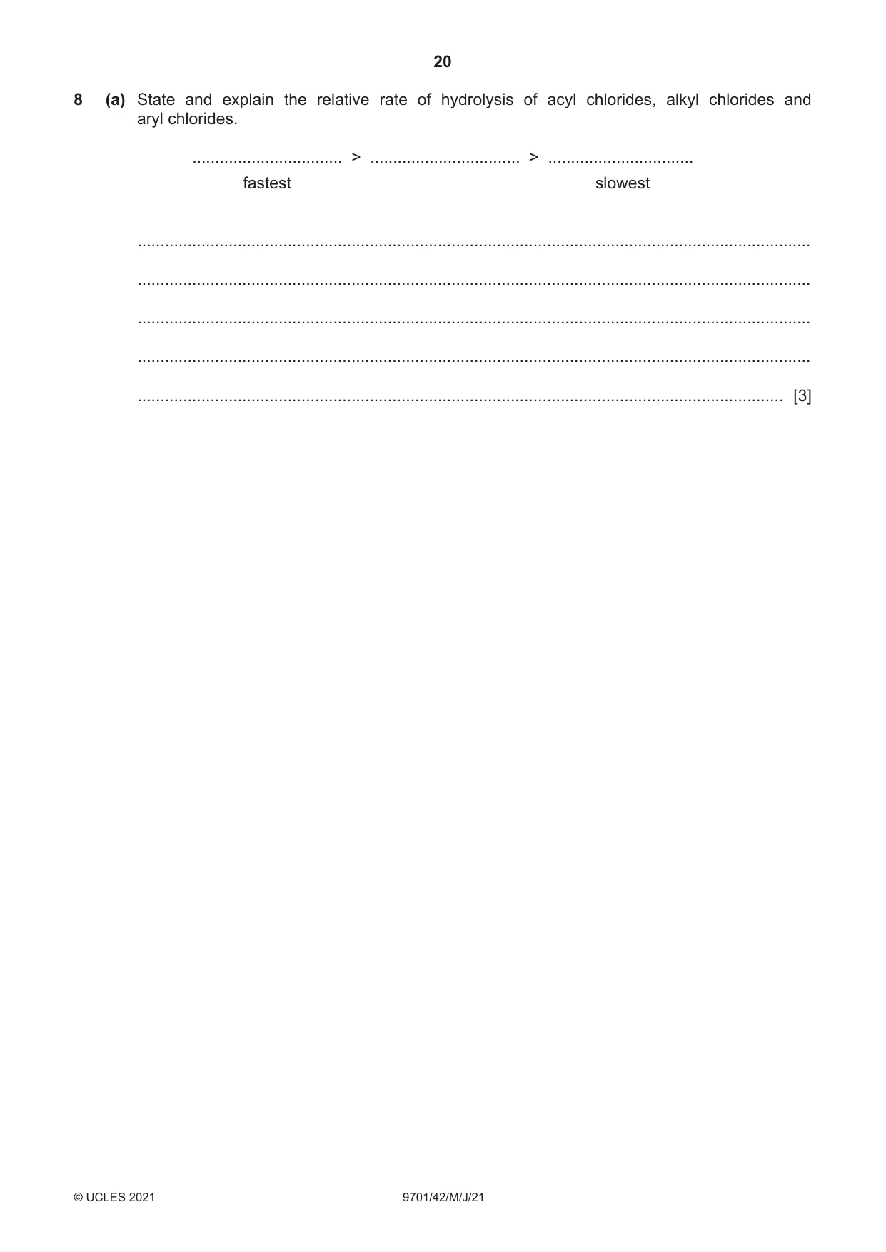Cambridge A Level Chemistry 9701 2021 May/June Paper 4 · Variant 2 question paper, page 20 of 24