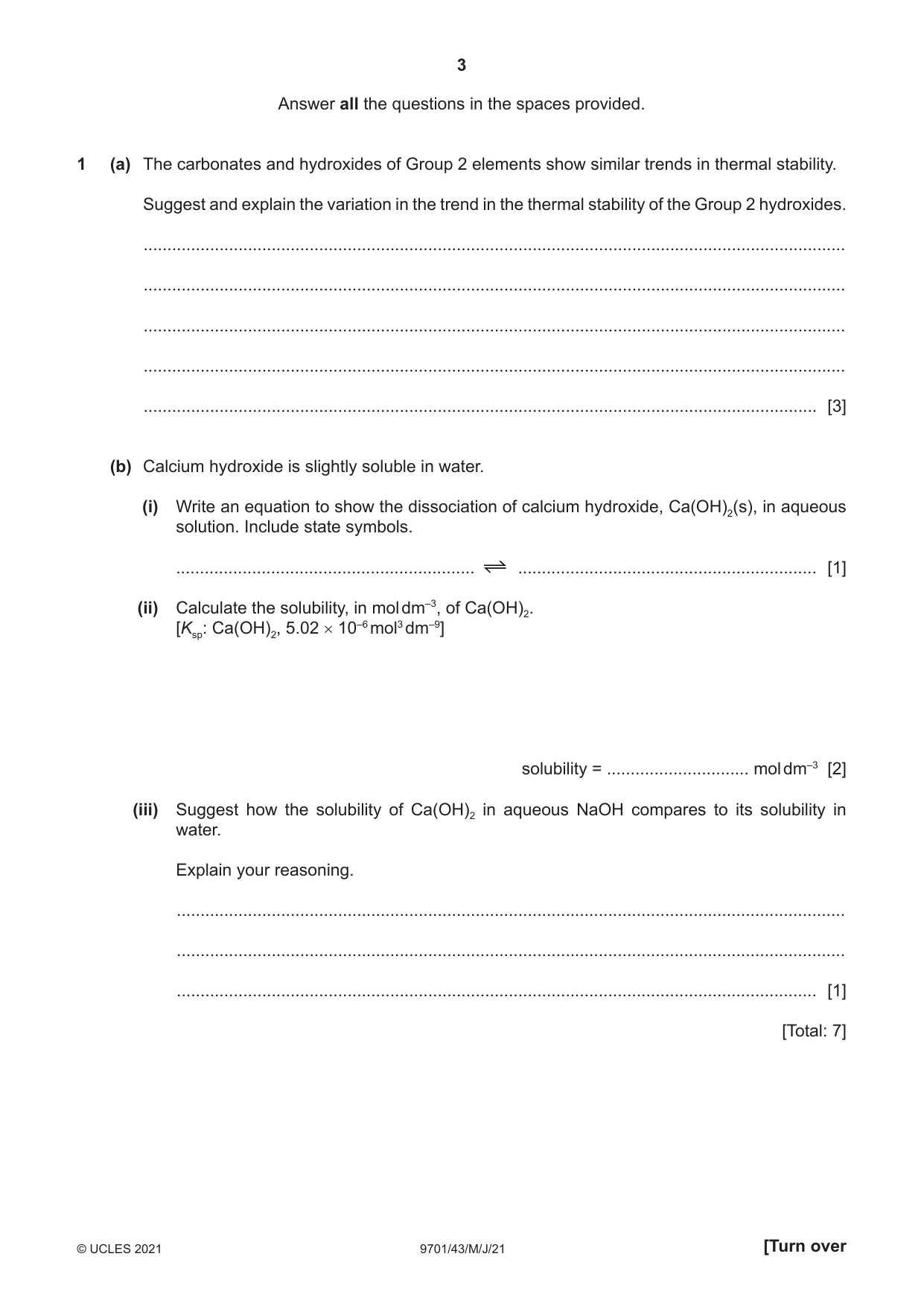 Cambridge A Level Chemistry 9701 2021 May/June Paper 4 · Variant 3 question paper, page 3 of 24