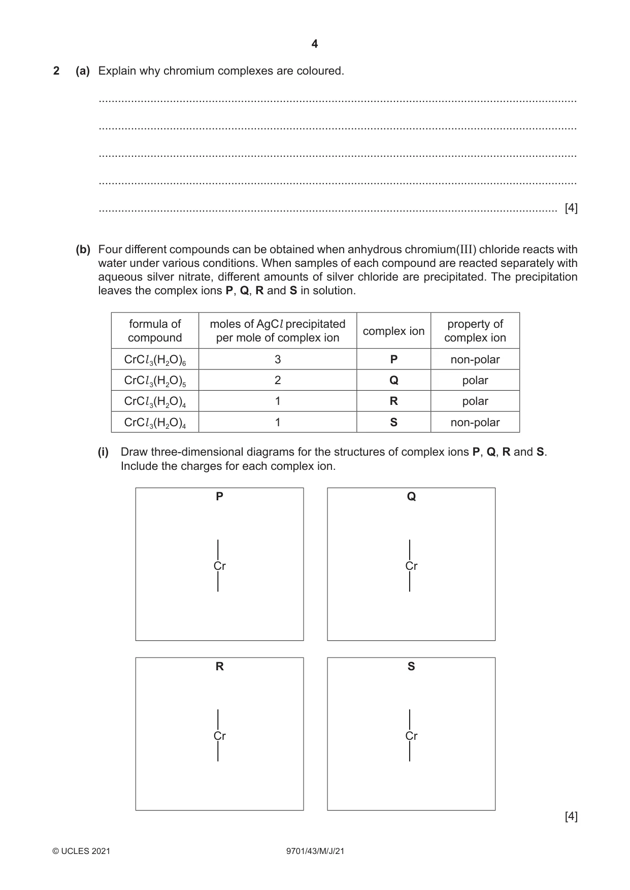 Cambridge A Level Chemistry 9701 2021 May/June Paper 4 · Variant 3 question paper, page 4 of 24