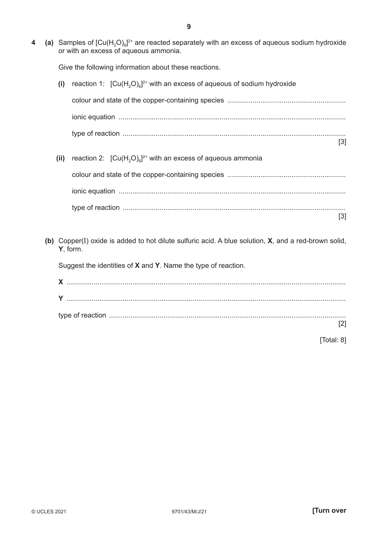 Cambridge A Level Chemistry 9701 2021 May/June Paper 4 · Variant 3 question paper, page 9 of 24