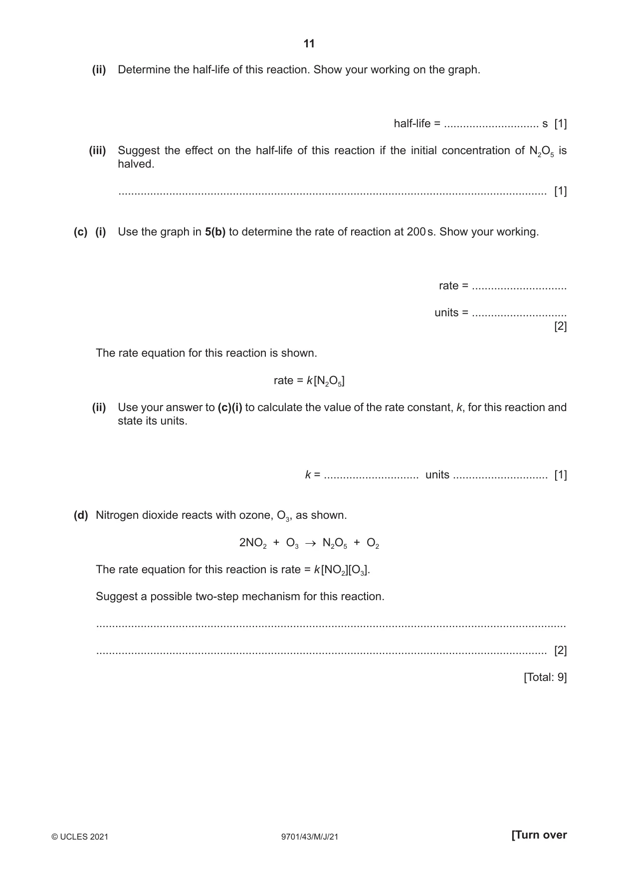 Cambridge A Level Chemistry 9701 2021 May/June Paper 4 · Variant 3 question paper, page 11 of 24
