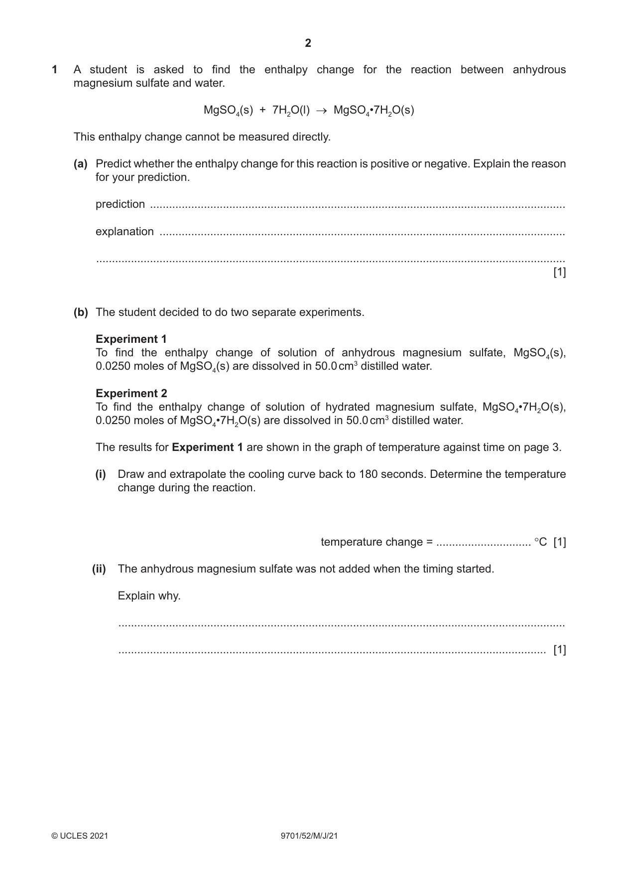 Cambridge A Level Chemistry 9701 2021 May/June Paper 5 · Variant 2 question paper, page 2 of 12