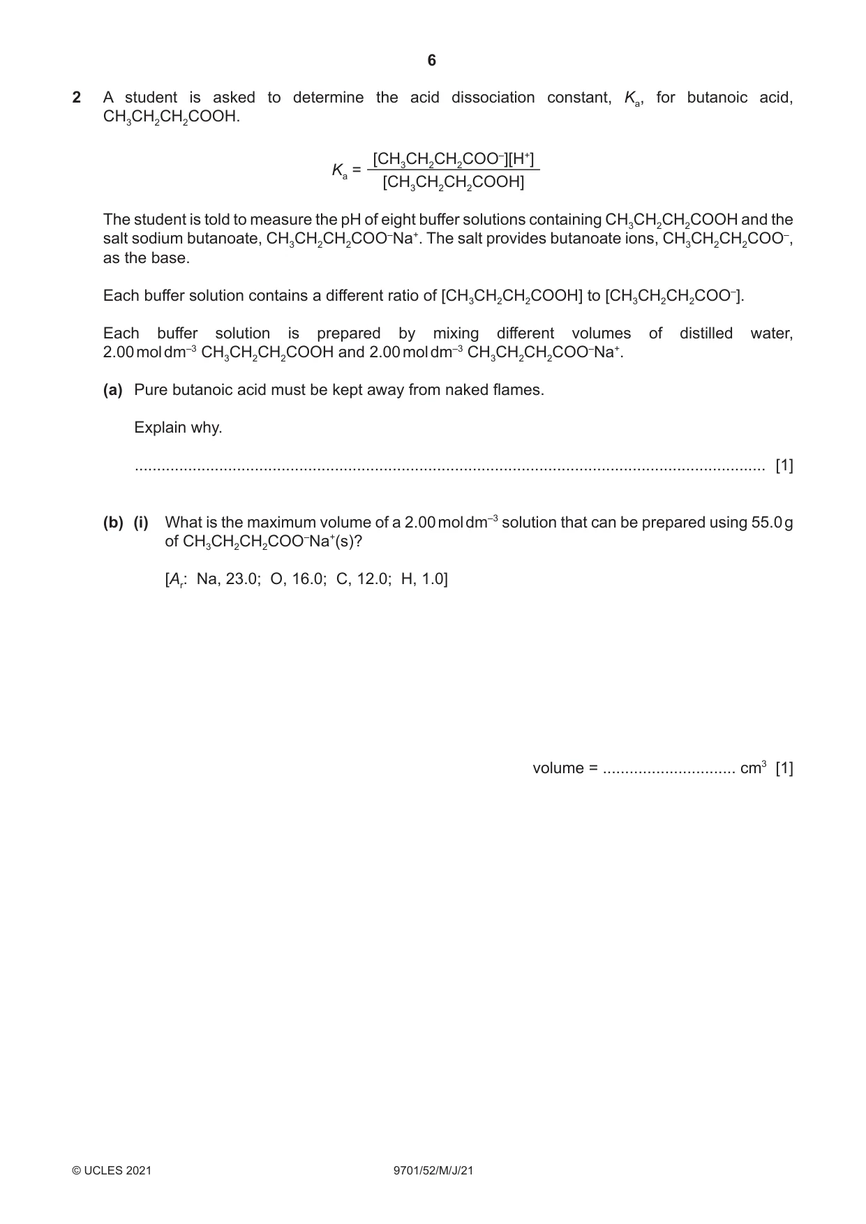 Cambridge A Level Chemistry 9701 2021 May/June Paper 5 · Variant 2 question paper, page 6 of 12