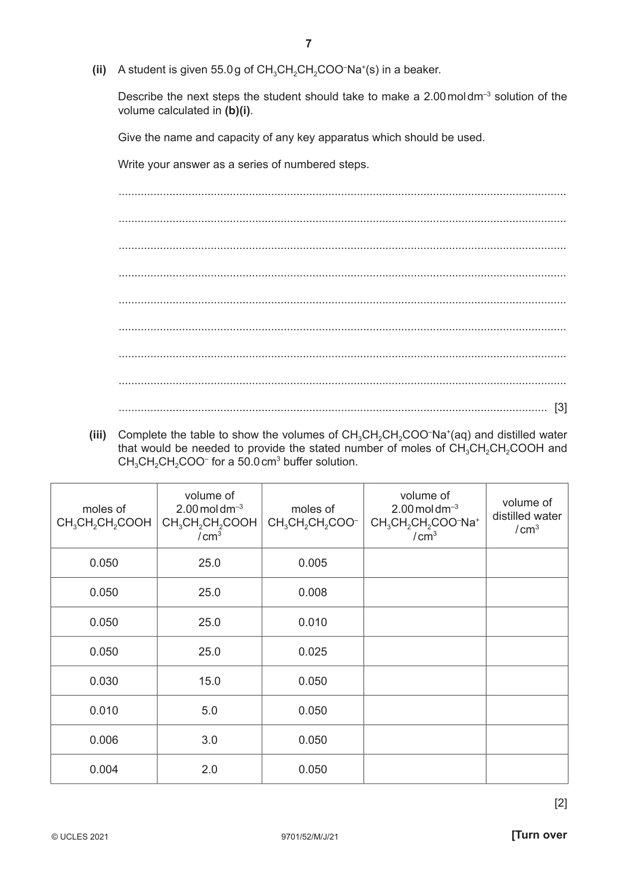 Cambridge A Level Chemistry 9701 2021 May/June Paper 5 · Variant 2 question paper, page 7 of 12