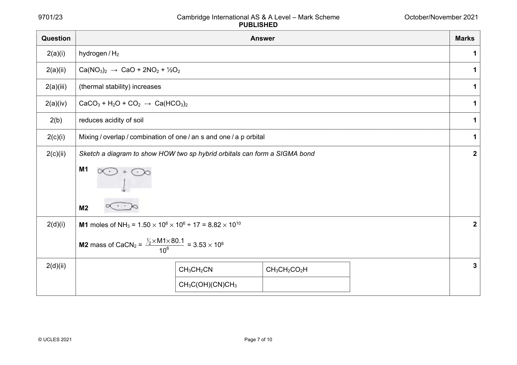 Mark scheme, page 7 of 10