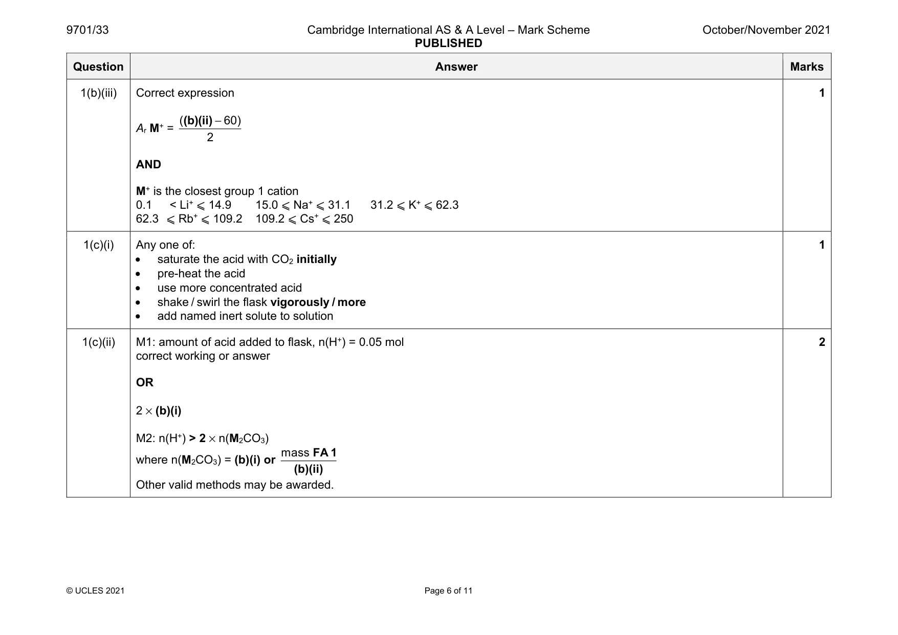 Mark scheme, page 6 of 11