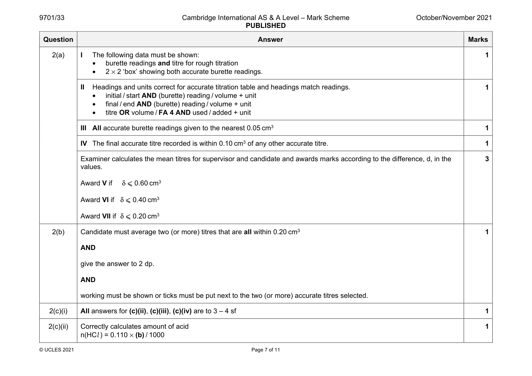 Mark scheme, page 7 of 11