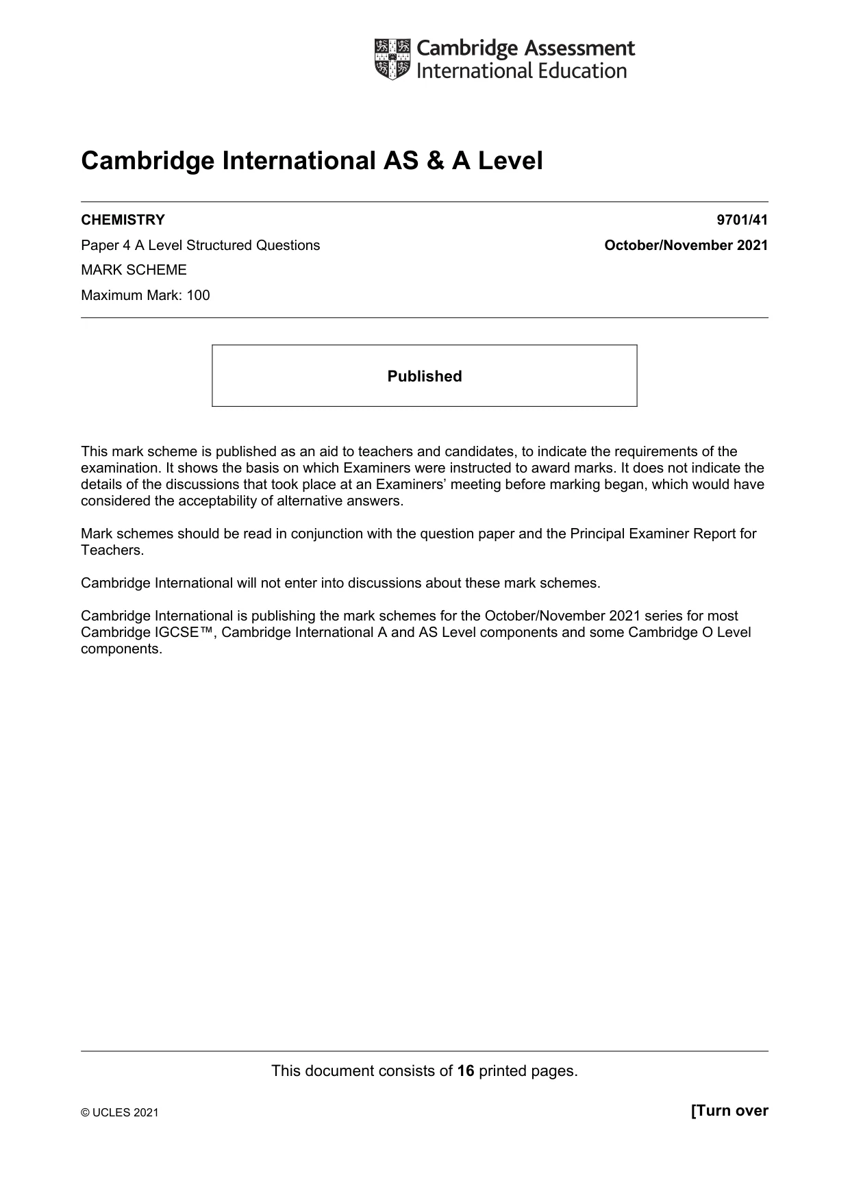 Mark scheme, page 1 of 16