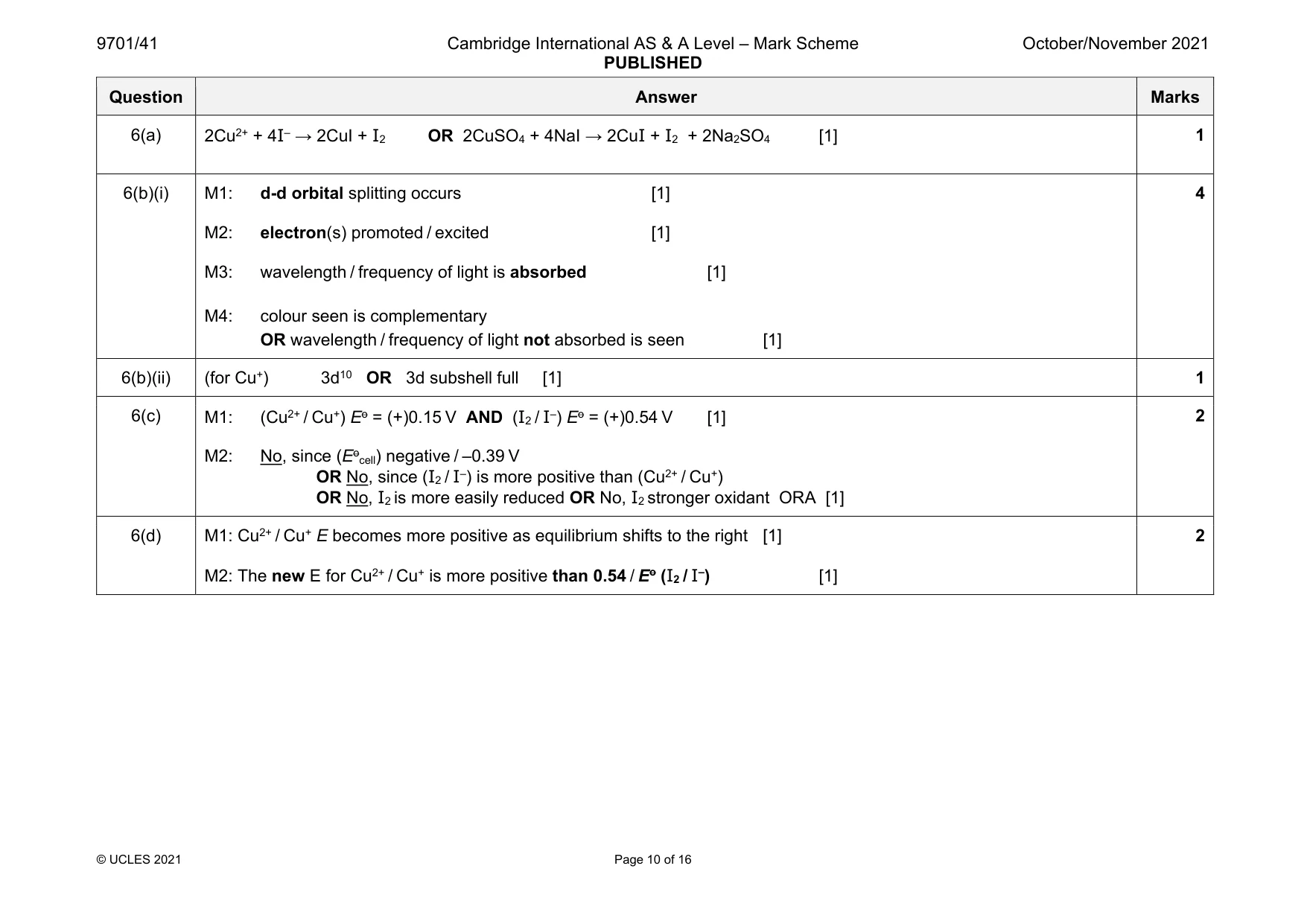 Mark scheme, page 10 of 16