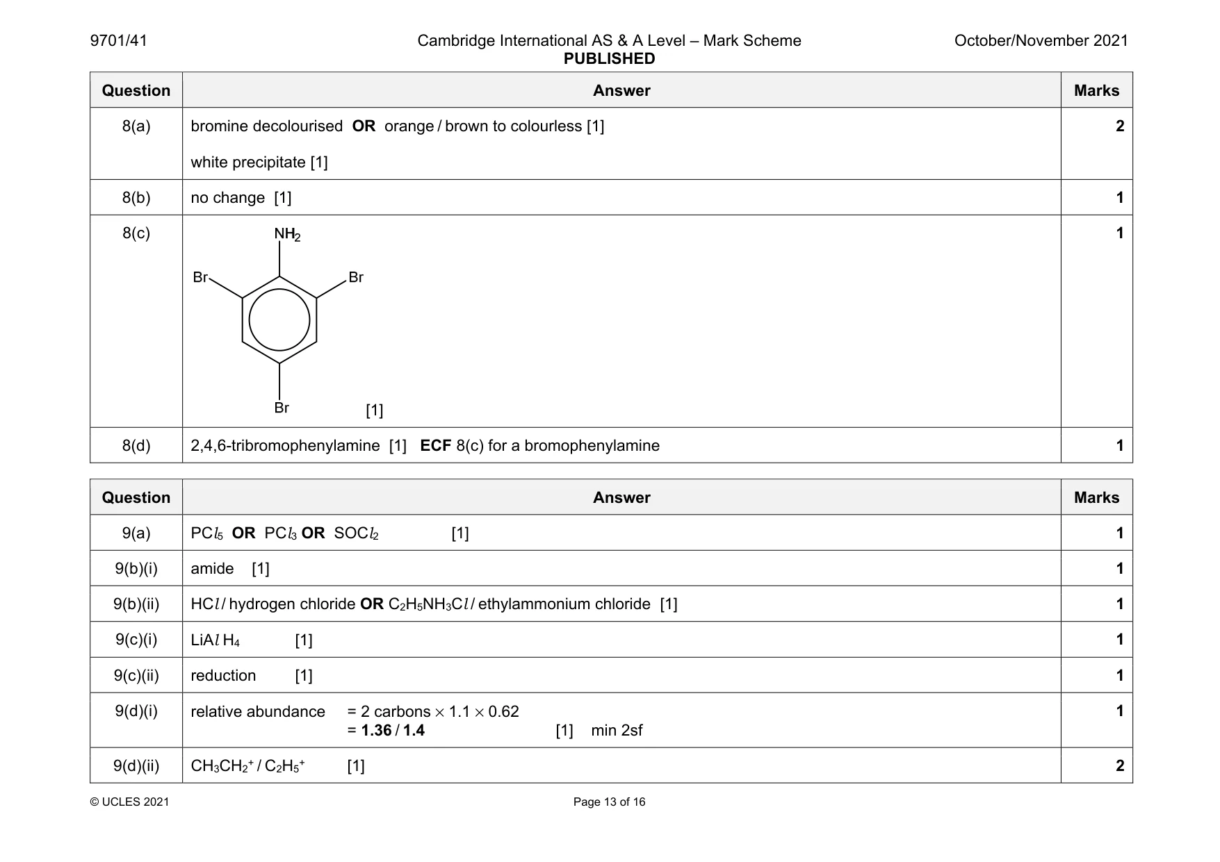 Mark scheme, page 13 of 16