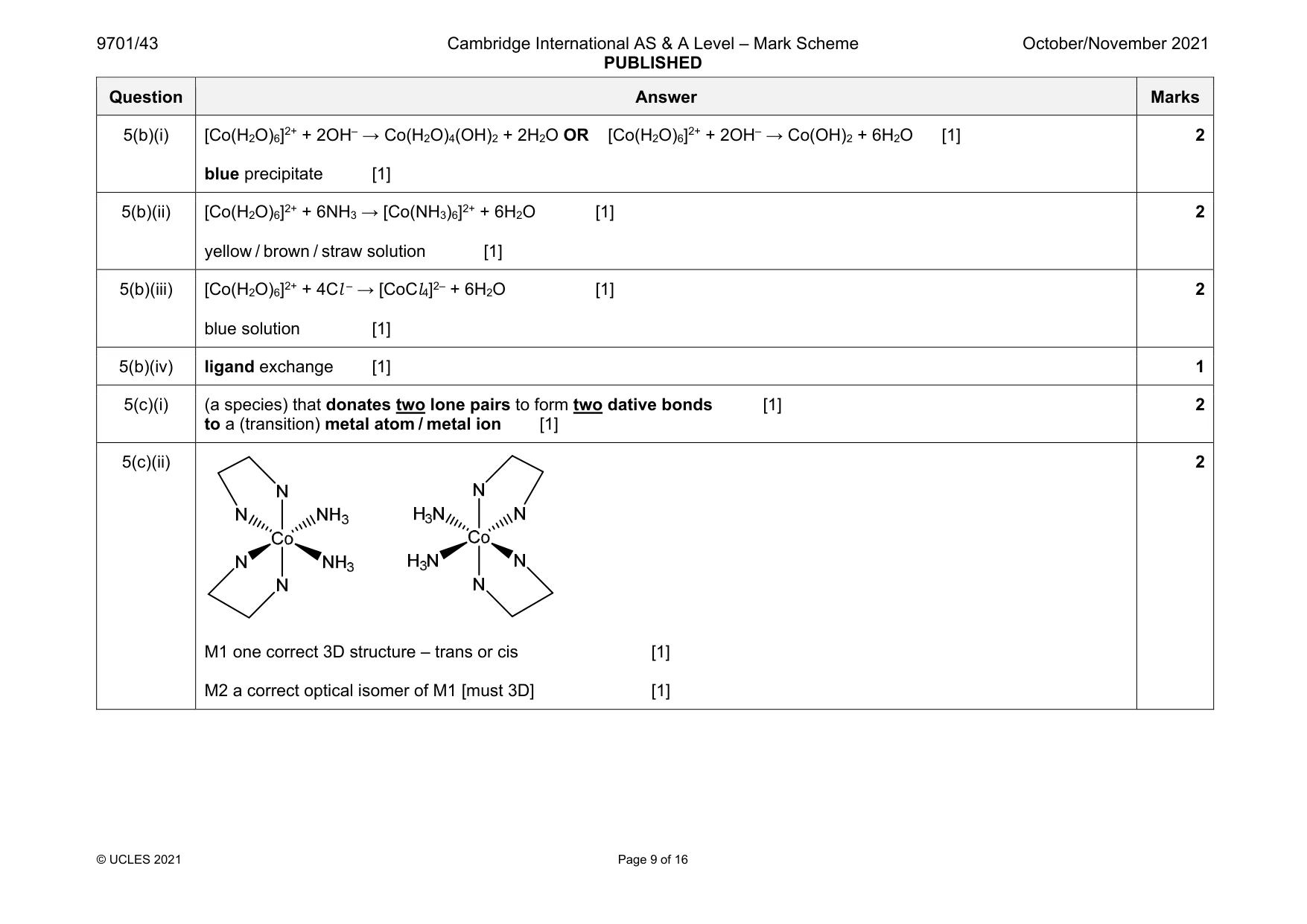 Mark scheme, page 9 of 16