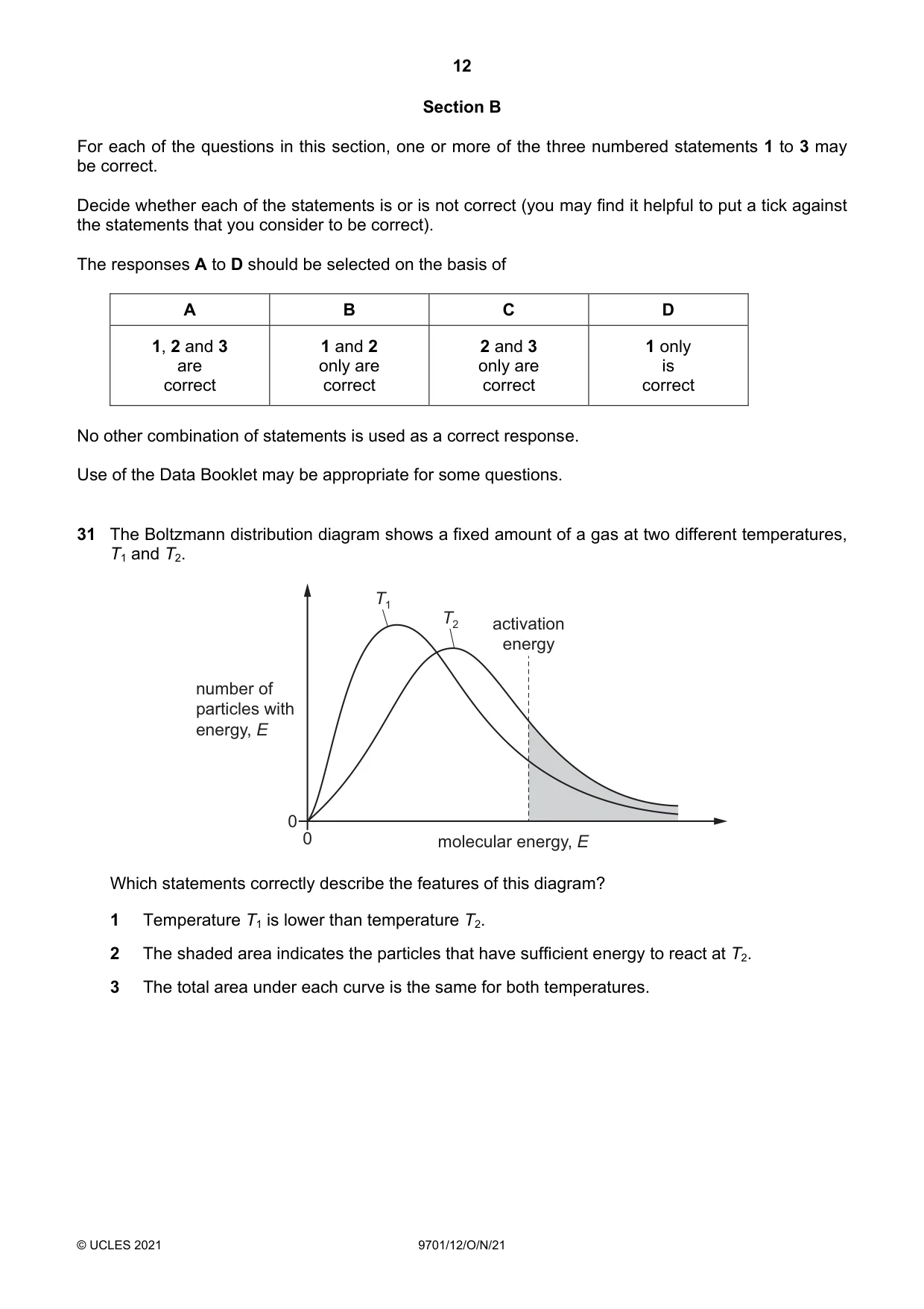 Cambridge A Level Chemistry 9701 2021 Oct/Nov Paper 1 · Variant 2 question paper, page 12 of 16