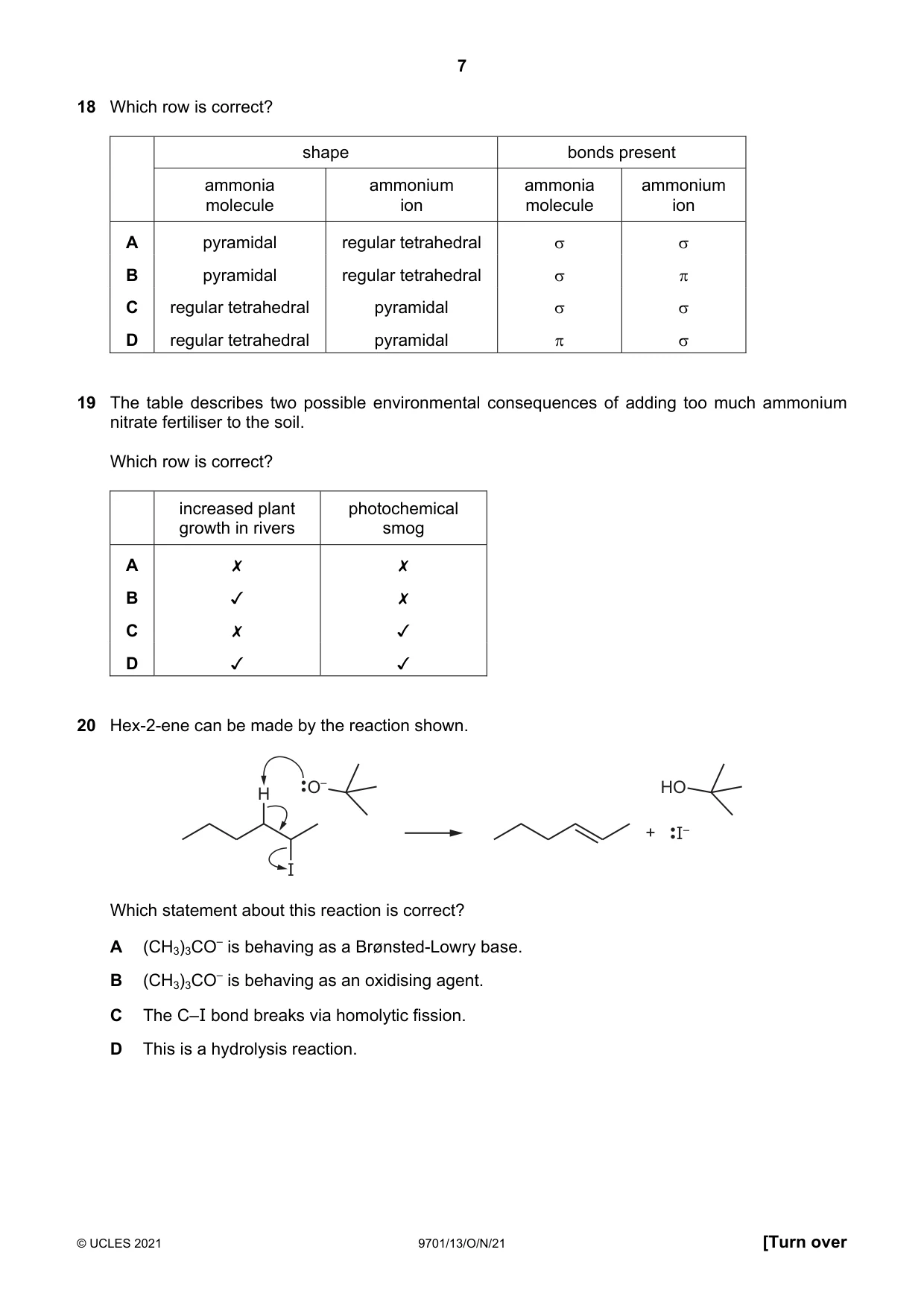 Cambridge A Level Chemistry 9701 2021 Oct/Nov Paper 1 · Variant 3 question paper, page 7 of 16