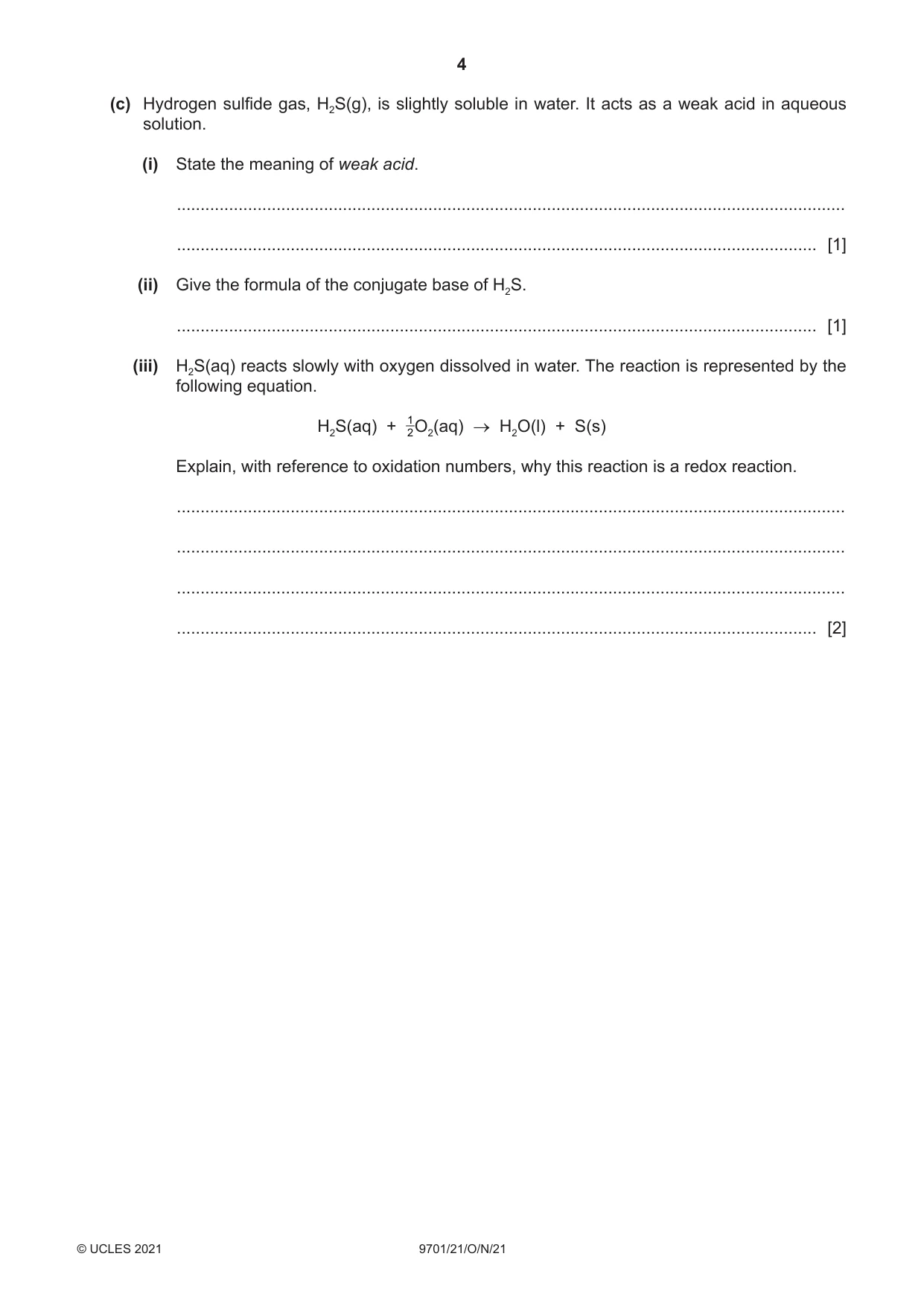 Cambridge A Level Chemistry 9701 2021 Oct/Nov Paper 2 · Variant 1 question paper, page 4 of 16