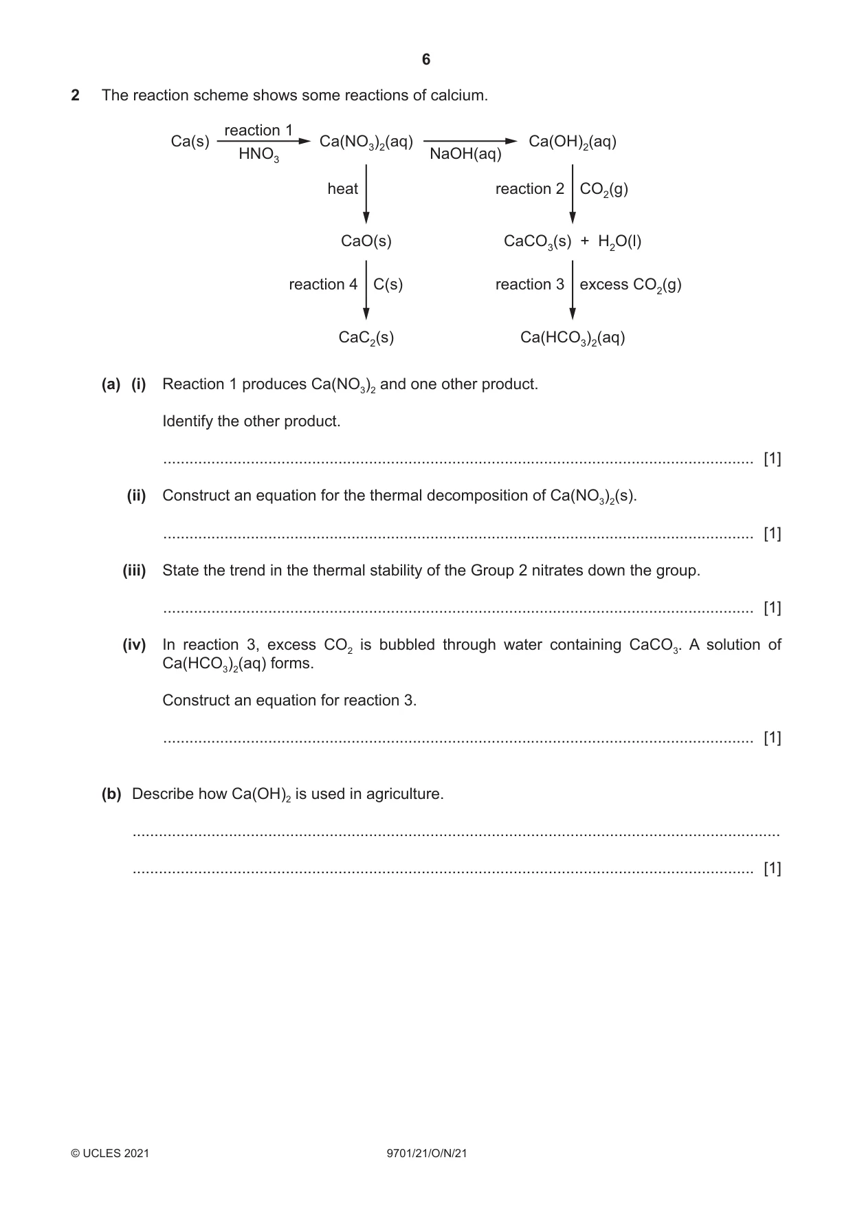 Cambridge A Level Chemistry 9701 2021 Oct/Nov Paper 2 · Variant 1 question paper, page 6 of 16