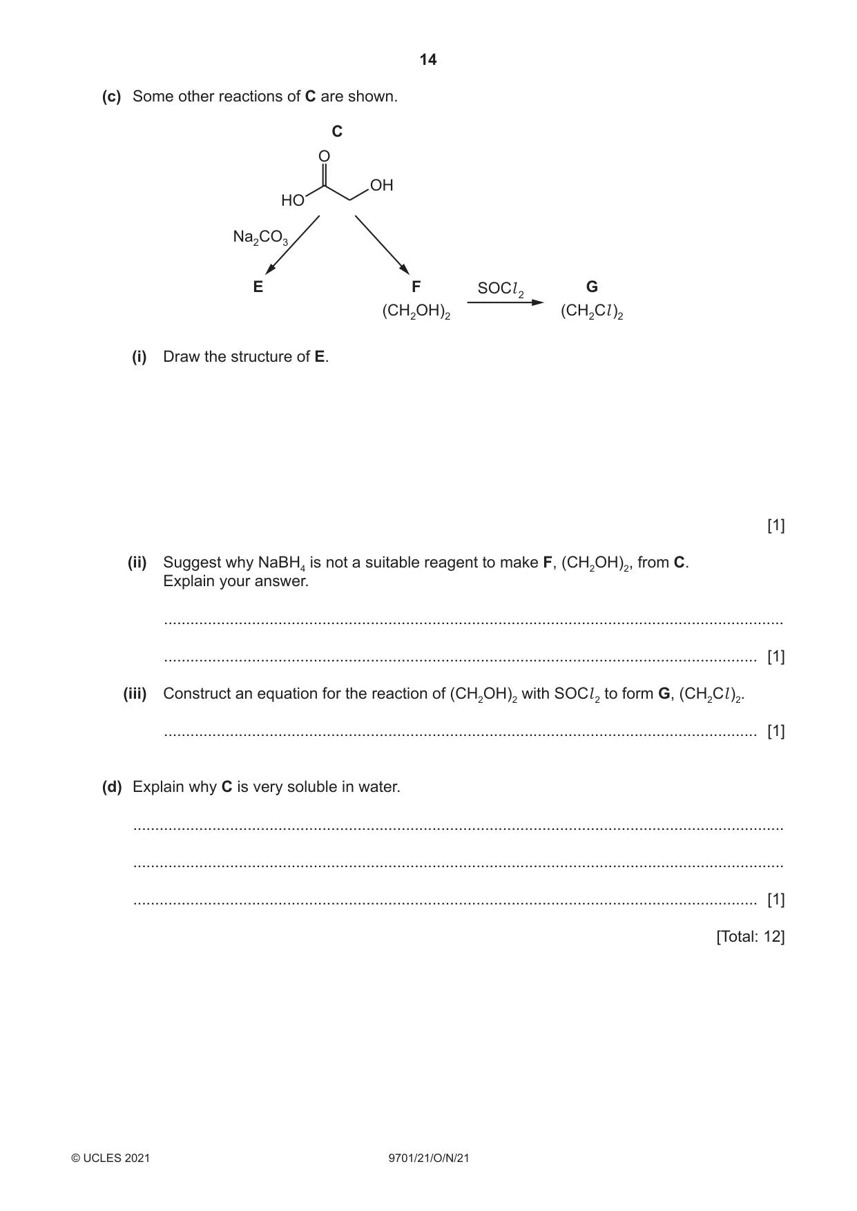 Cambridge A Level Chemistry 9701 2021 Oct/Nov Paper 2 · Variant 1 question paper, page 14 of 16