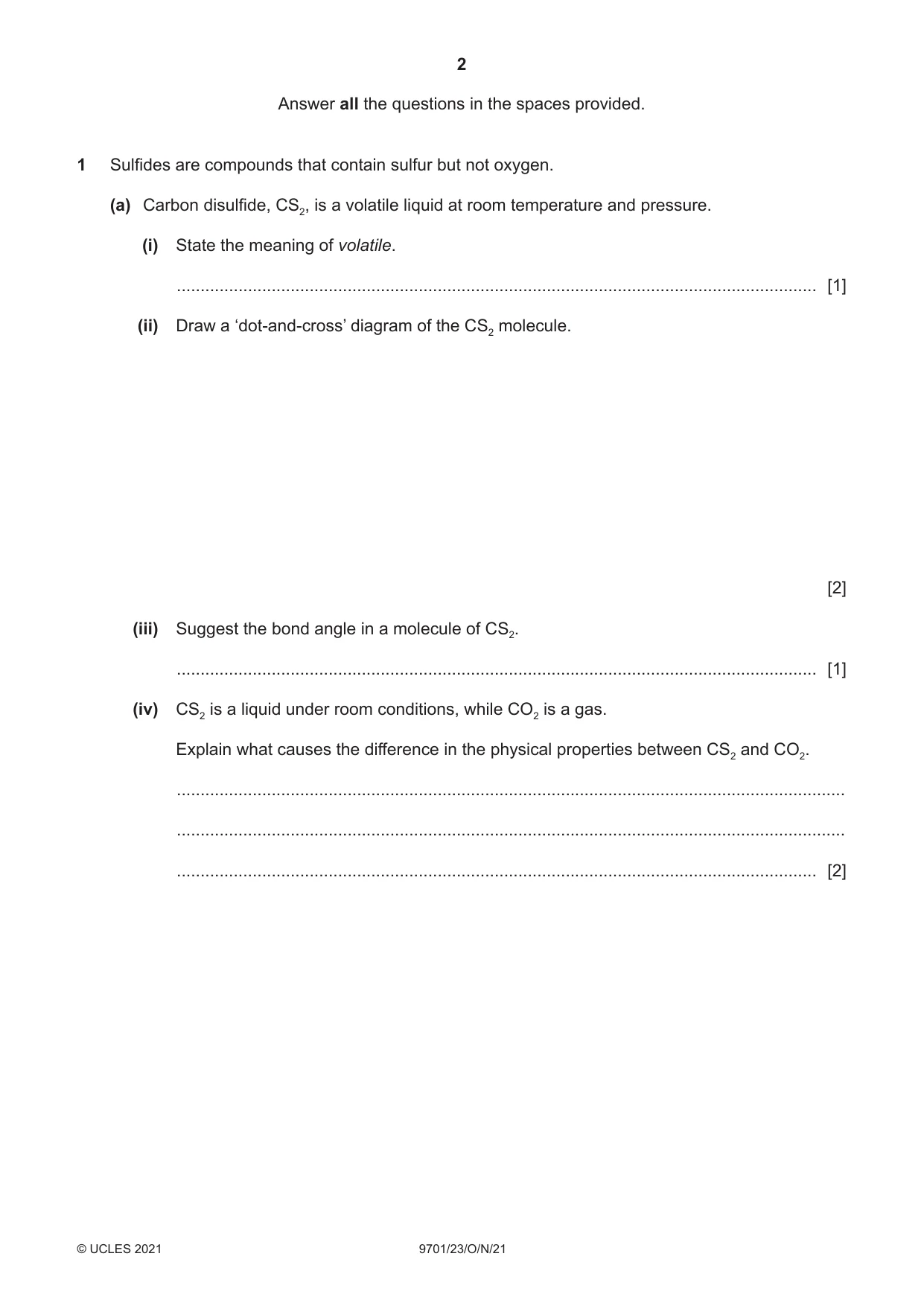 Cambridge A Level Chemistry 9701 2021 Oct/Nov Paper 2 · Variant 3 question paper, page 2 of 16