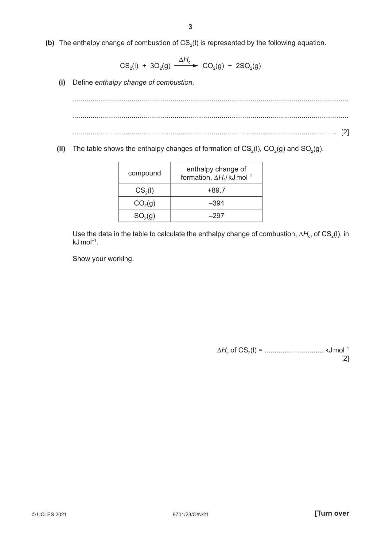 Cambridge A Level Chemistry 9701 2021 Oct/Nov Paper 2 · Variant 3 question paper, page 3 of 16