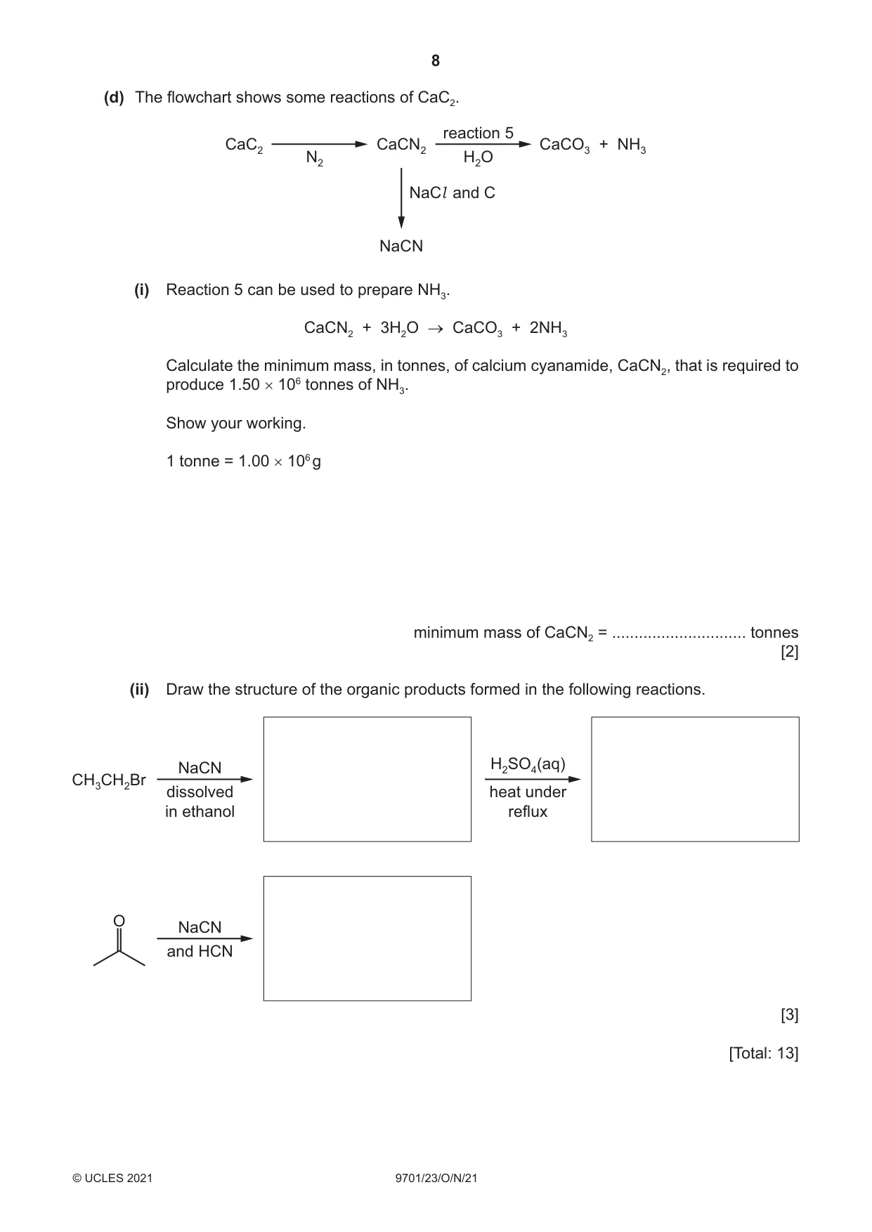 Cambridge A Level Chemistry 9701 2021 Oct/Nov Paper 2 · Variant 3 question paper, page 8 of 16