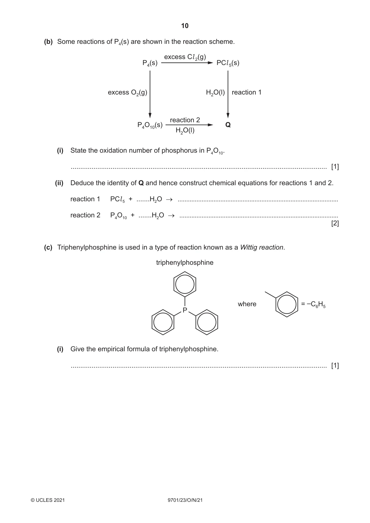 Cambridge A Level Chemistry 9701 2021 Oct/Nov Paper 2 · Variant 3 question paper, page 10 of 16