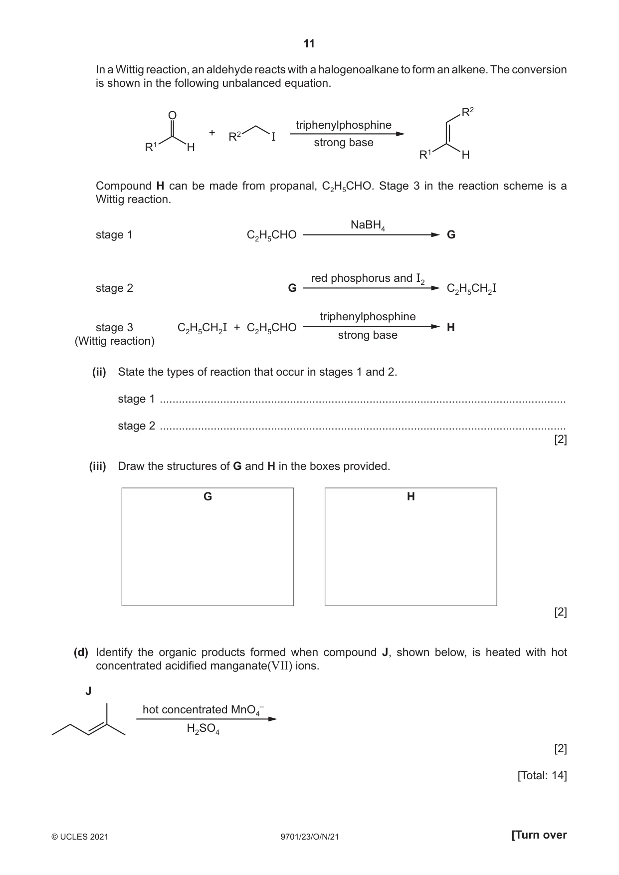 Cambridge A Level Chemistry 9701 2021 Oct/Nov Paper 2 · Variant 3 question paper, page 11 of 16