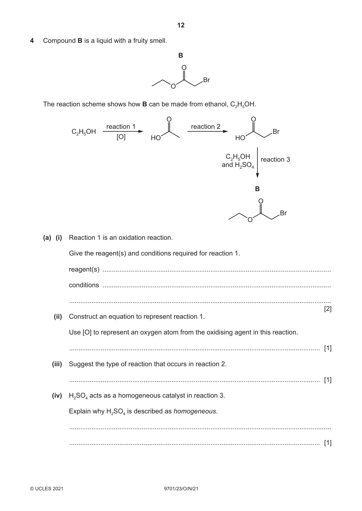 Cambridge A Level Chemistry 9701 2021 Oct/Nov Paper 2 · Variant 3 question paper, page 12 of 16