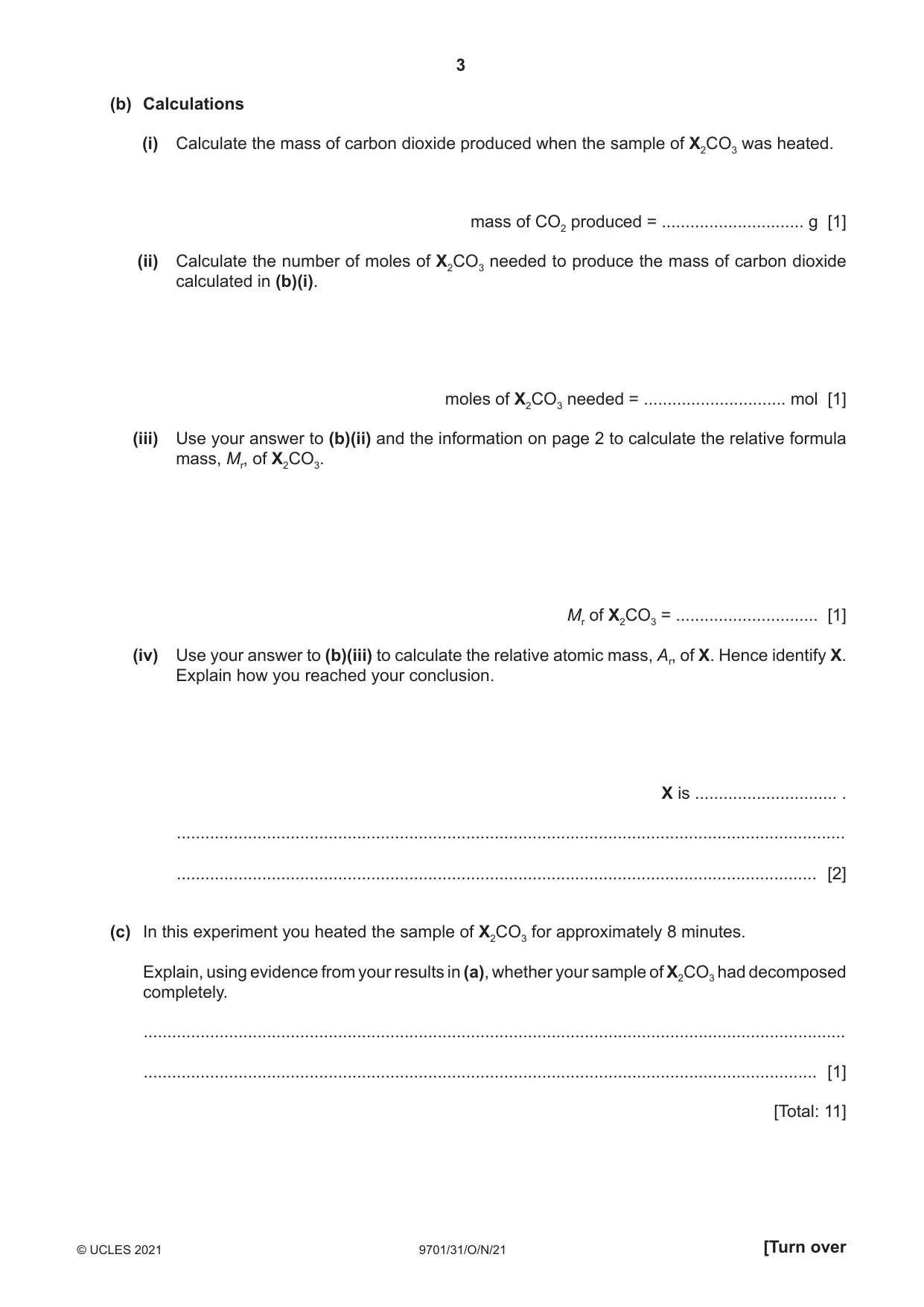 Cambridge A Level Chemistry 9701 2021 Oct/Nov Paper 3 · Variant 1 question paper, page 3 of 12