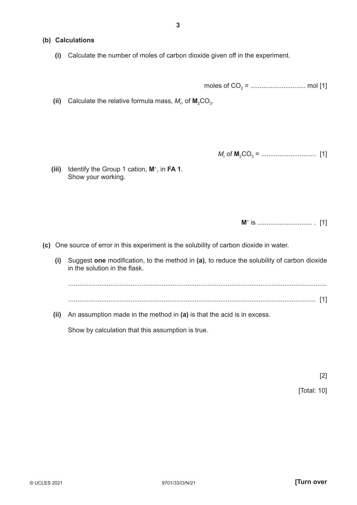 Cambridge A Level Chemistry 9701 2021 Oct/Nov Paper 3 · Variant 3 question paper, page 3 of 12