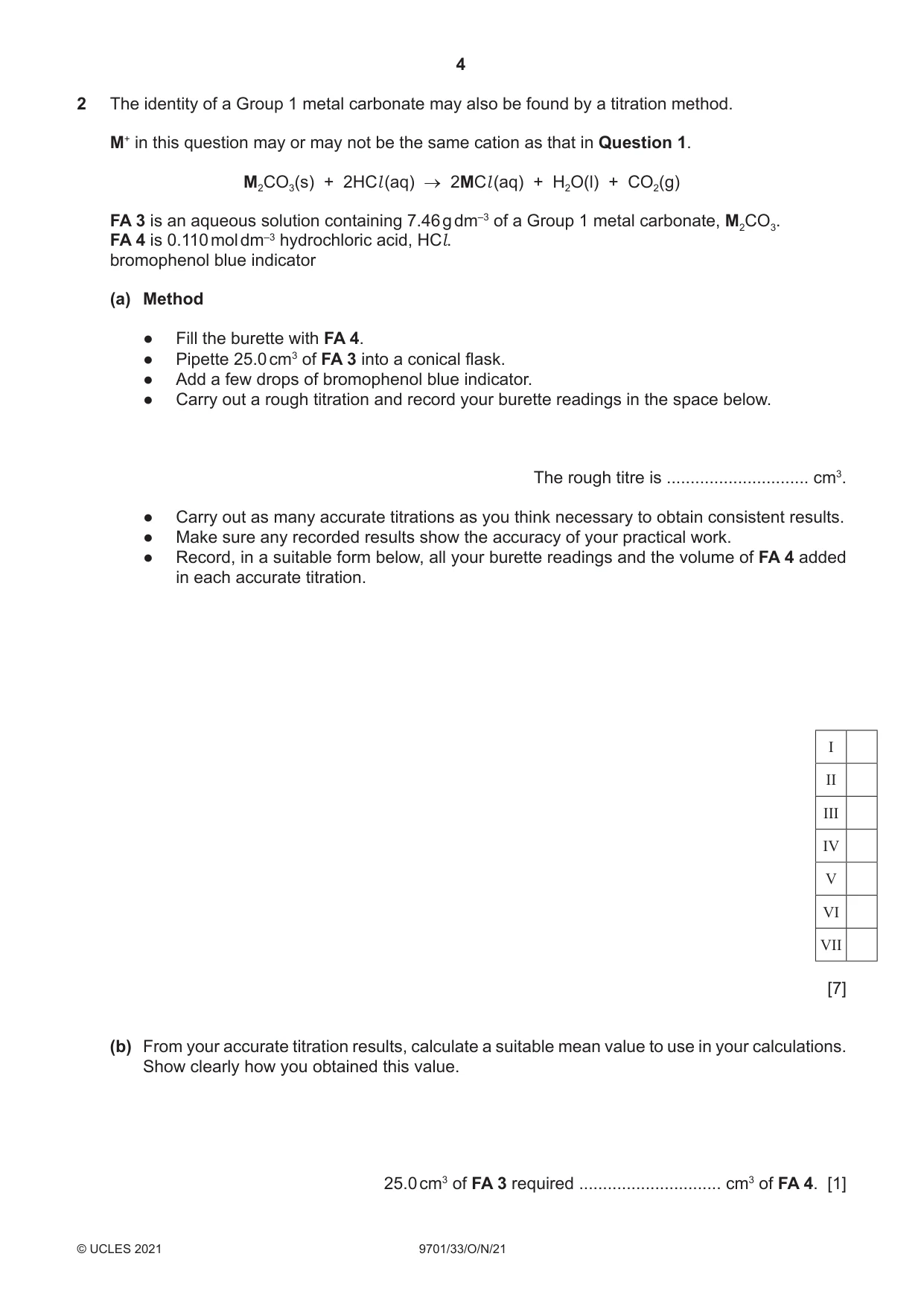 Cambridge A Level Chemistry 9701 2021 Oct/Nov Paper 3 · Variant 3 question paper, page 4 of 12