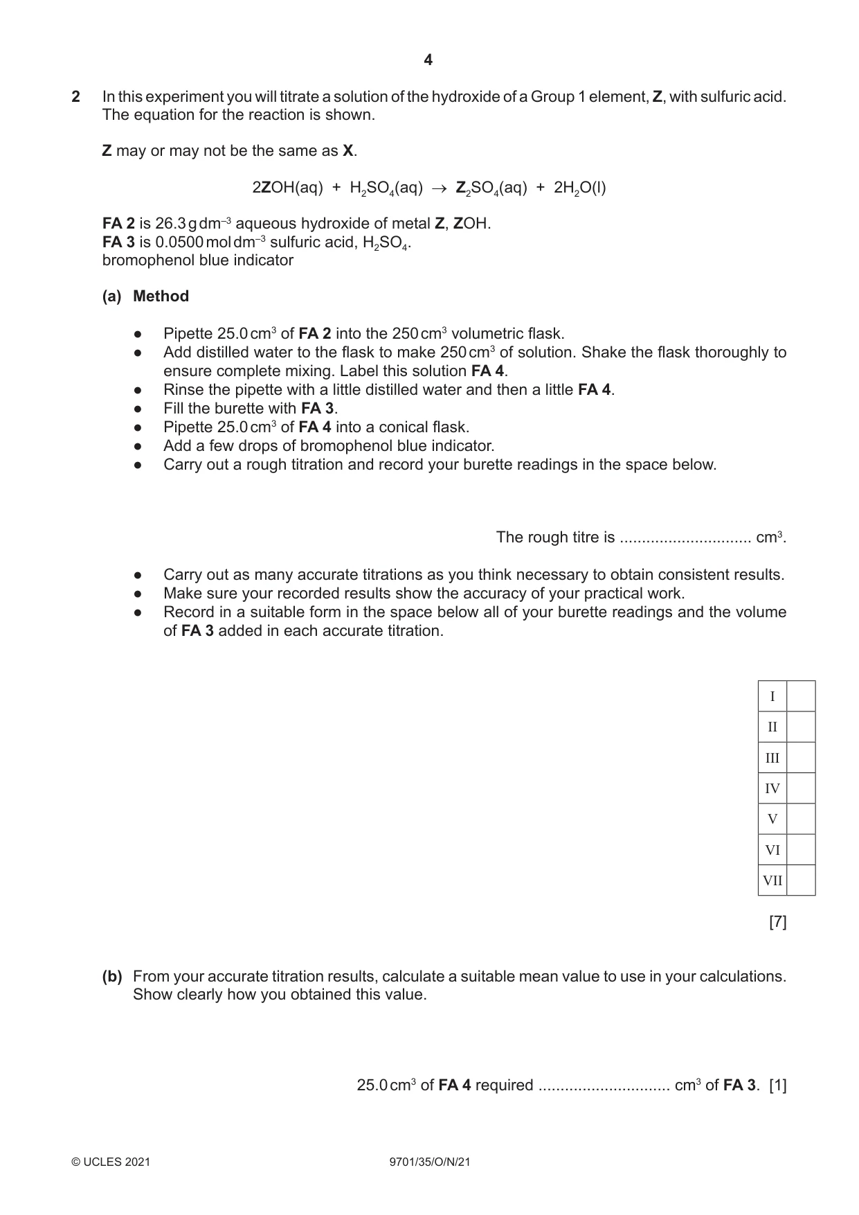 Cambridge A Level Chemistry 9701 2021 Oct/Nov Paper 3 · Variant 5 question paper, page 4 of 12