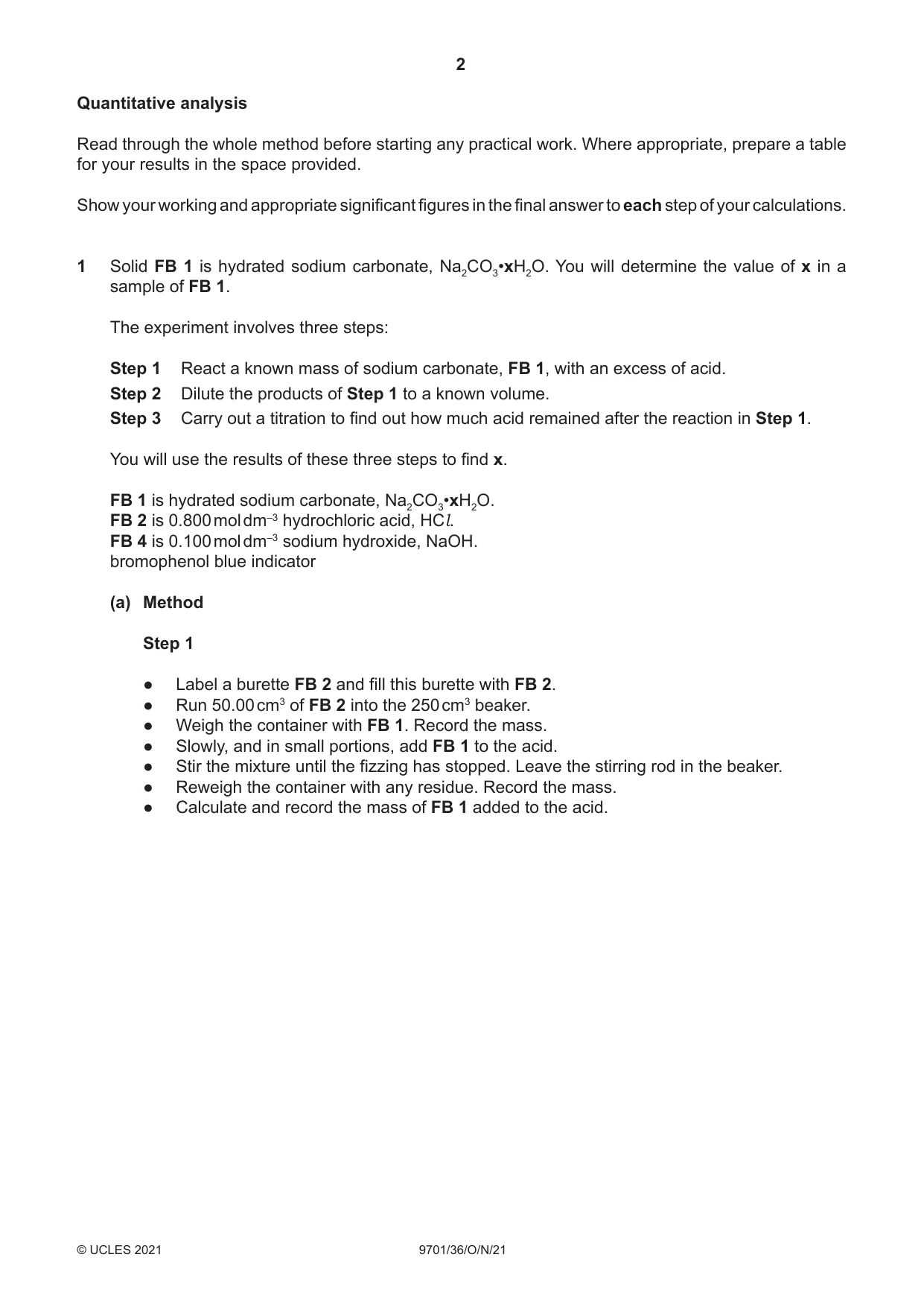 Cambridge A Level Chemistry 9701 2021 Oct/Nov Paper 3 · Variant 6 question paper, page 2 of 16