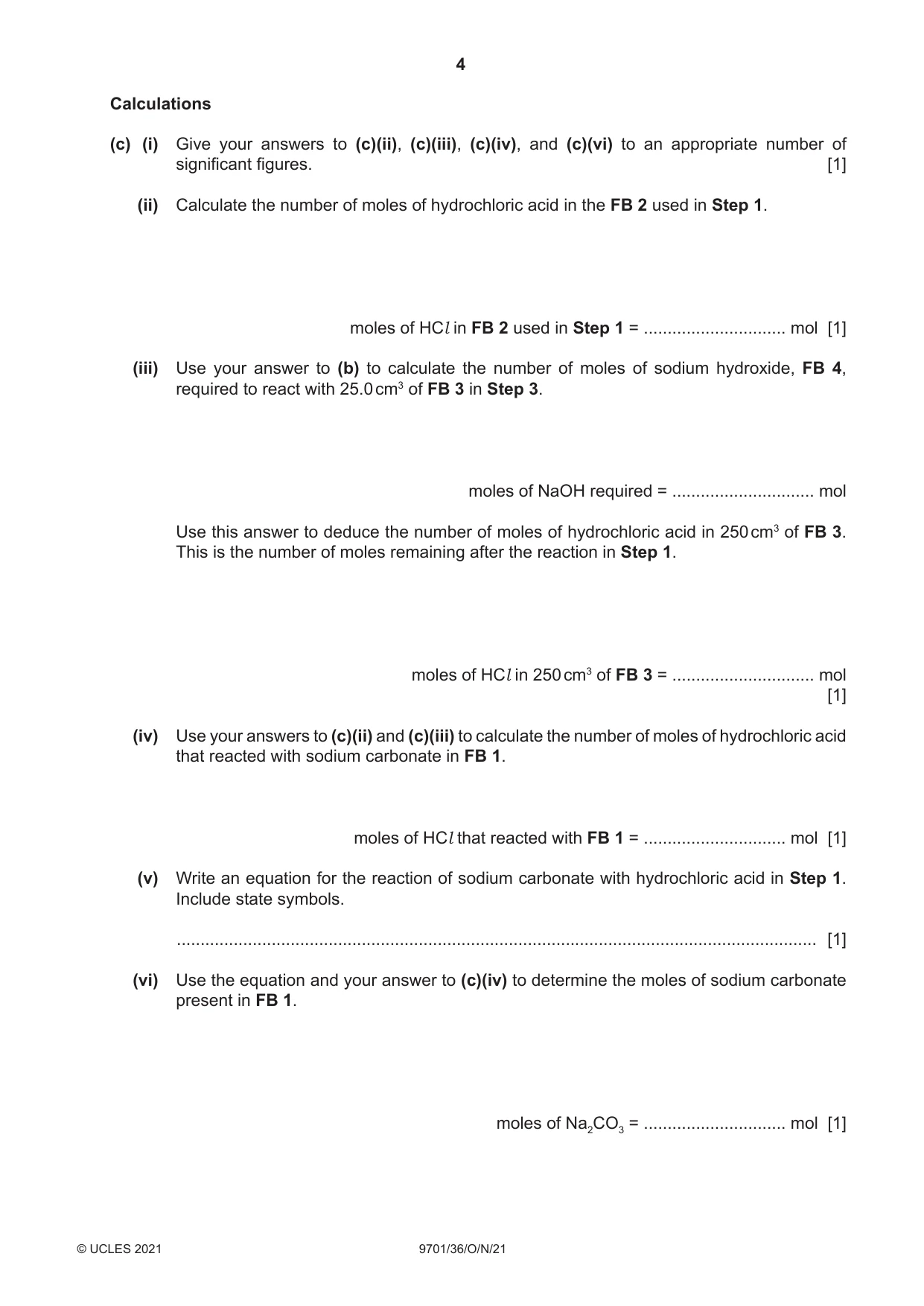 Cambridge A Level Chemistry 9701 2021 Oct/Nov Paper 3 · Variant 6 question paper, page 4 of 16