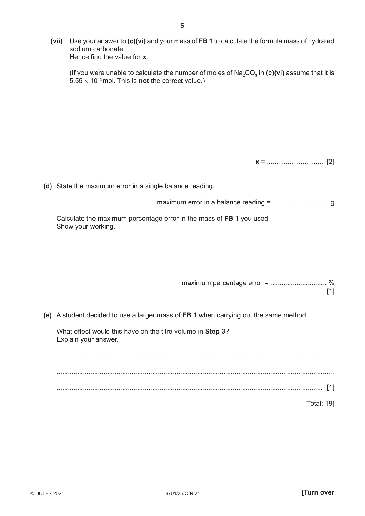 Cambridge A Level Chemistry 9701 2021 Oct/Nov Paper 3 · Variant 6 question paper, page 5 of 16