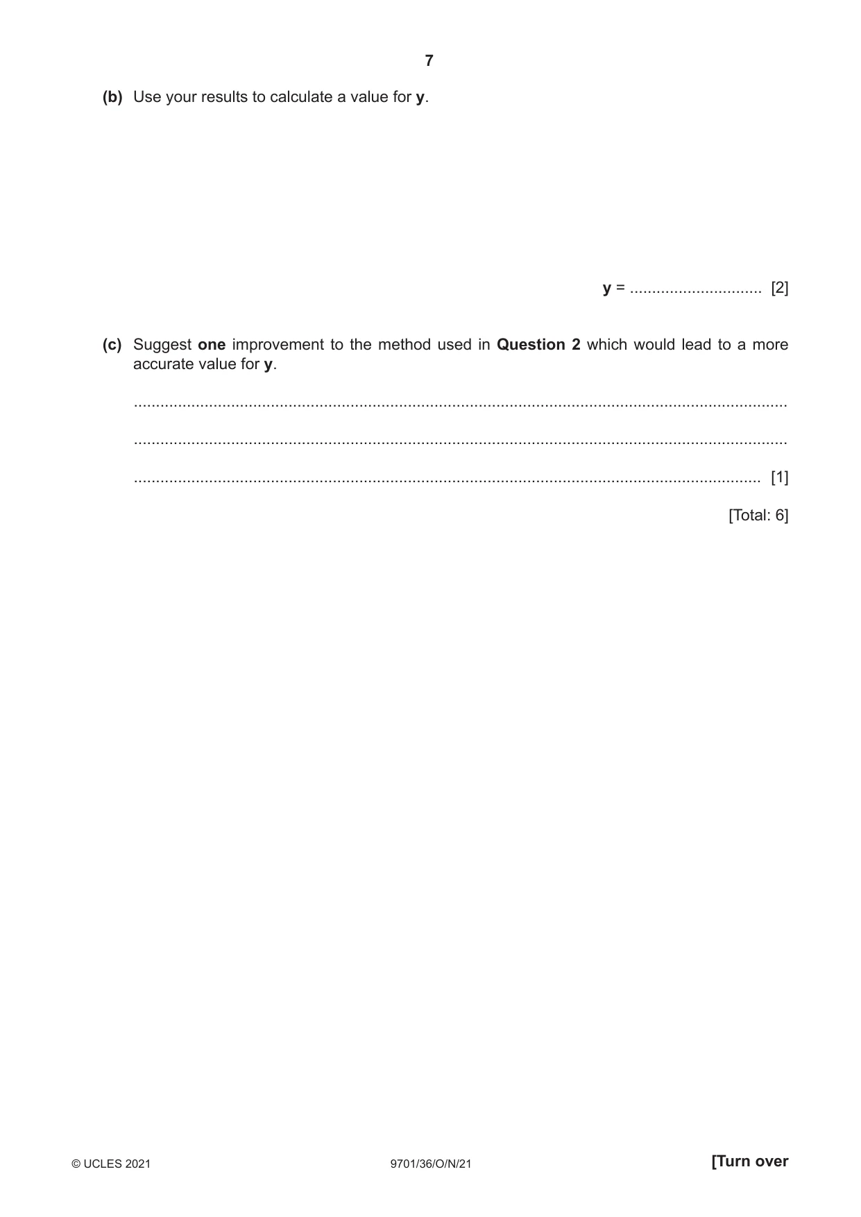 Cambridge A Level Chemistry 9701 2021 Oct/Nov Paper 3 · Variant 6 question paper, page 7 of 16
