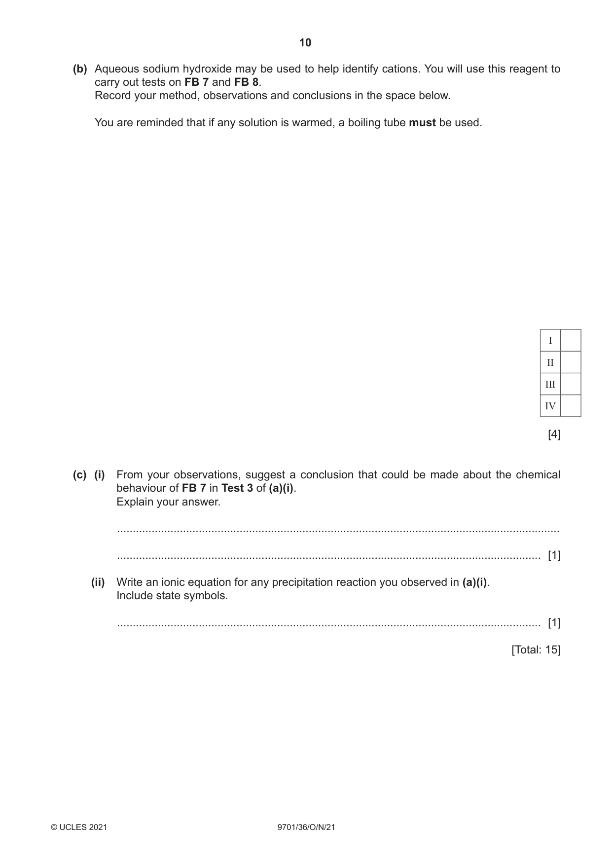 Cambridge A Level Chemistry 9701 2021 Oct/Nov Paper 3 · Variant 6 question paper, page 10 of 16