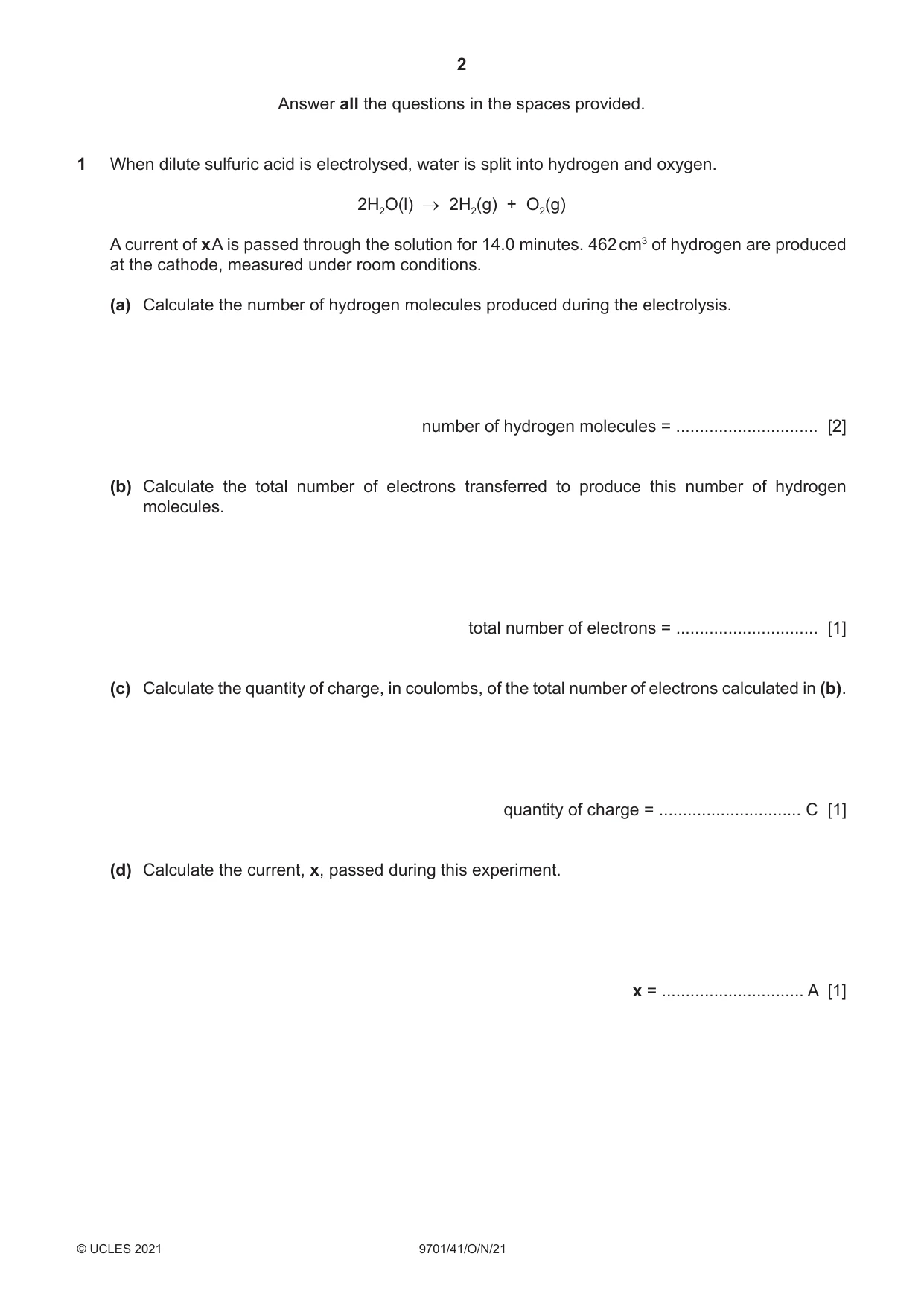 Cambridge A Level Chemistry 9701 2021 Oct/Nov Paper 4 · Variant 1 question paper, page 2 of 20