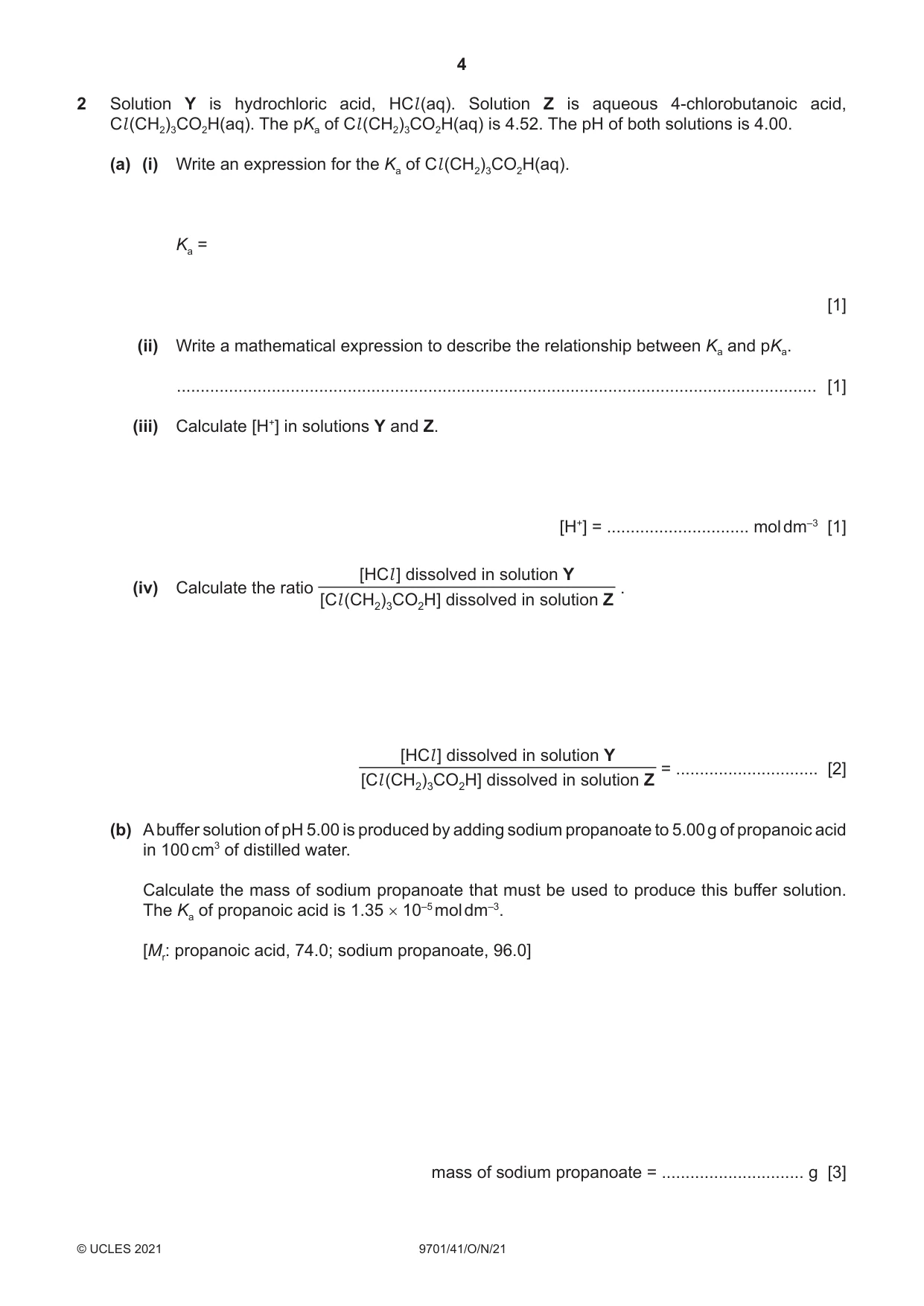 Cambridge A Level Chemistry 9701 2021 Oct/Nov Paper 4 · Variant 1 question paper, page 4 of 20