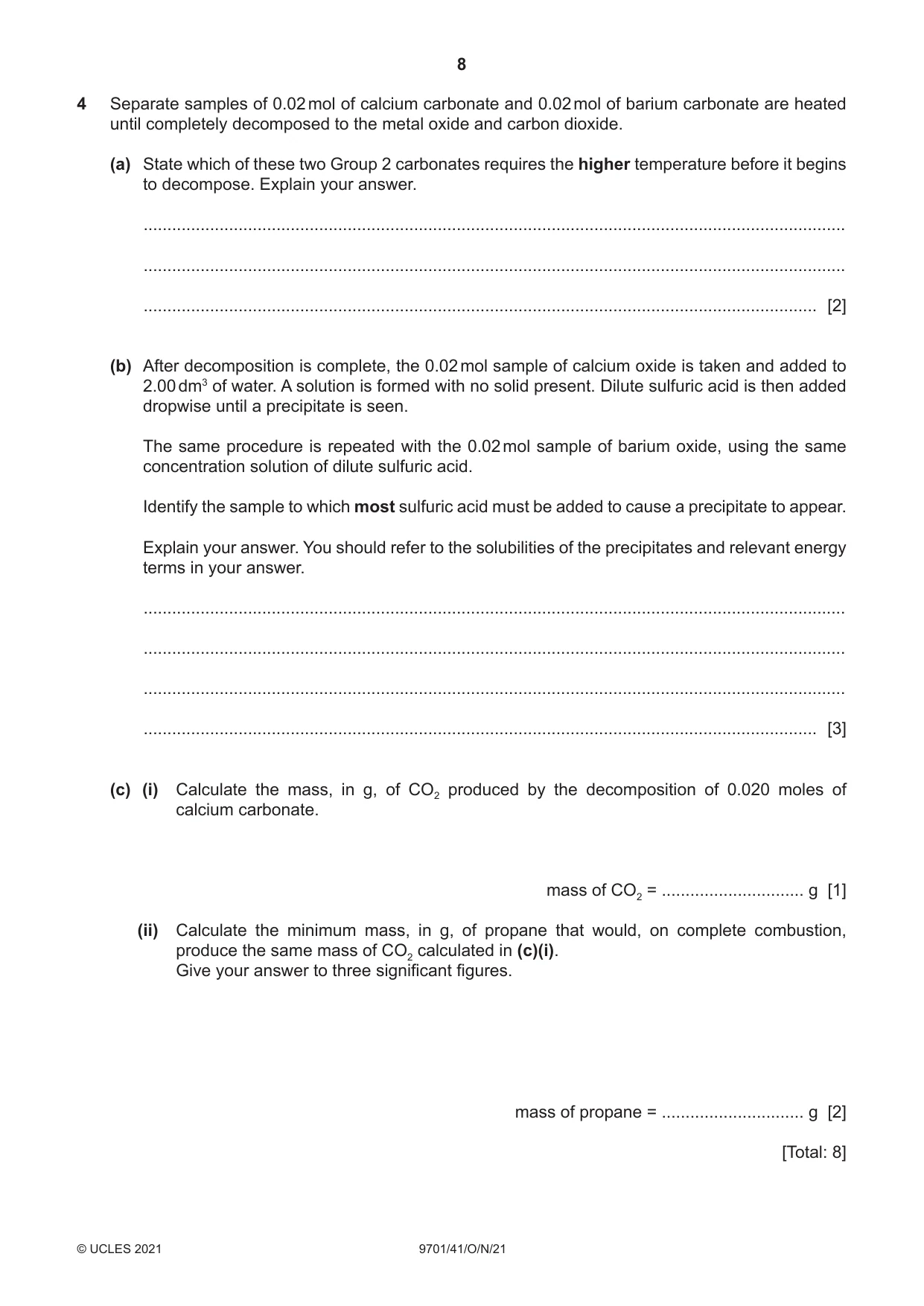 Cambridge A Level Chemistry 9701 2021 Oct/Nov Paper 4 · Variant 1 question paper, page 8 of 20