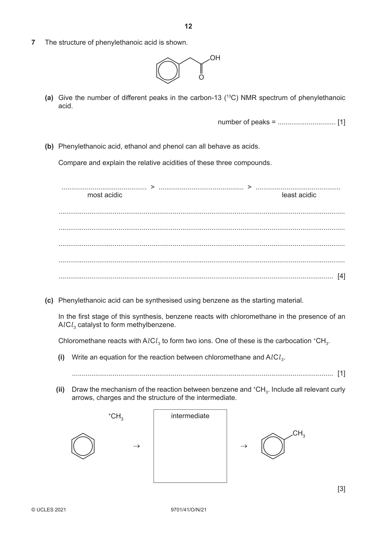 Cambridge A Level Chemistry 9701 2021 Oct/Nov Paper 4 · Variant 1 question paper, page 12 of 20