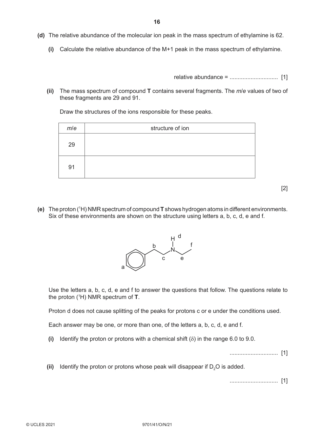 Cambridge A Level Chemistry 9701 2021 Oct/Nov Paper 4 · Variant 1 question paper, page 16 of 20